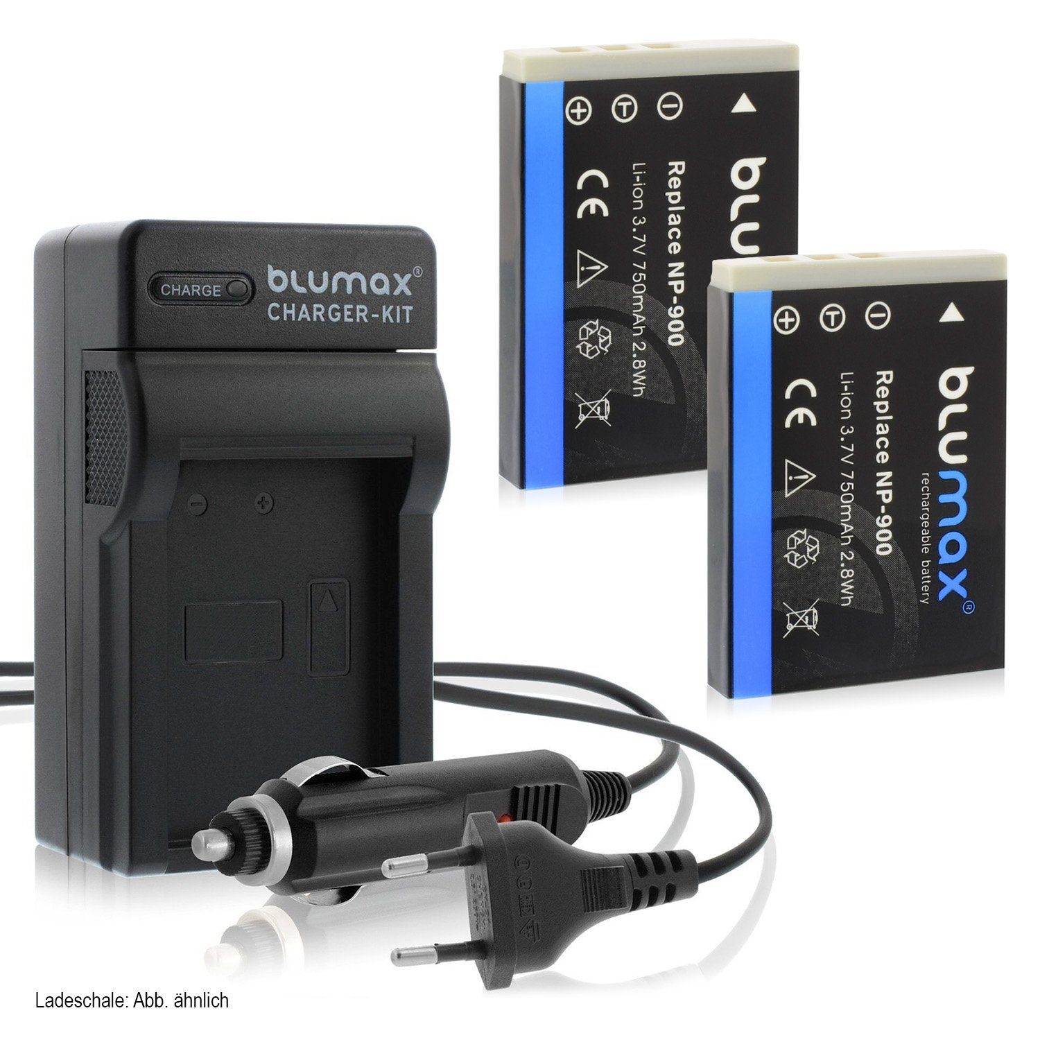 Blumax Set mit Lader Kamera-Akku NP-900 für Minolta DiMAGE mAh 750
