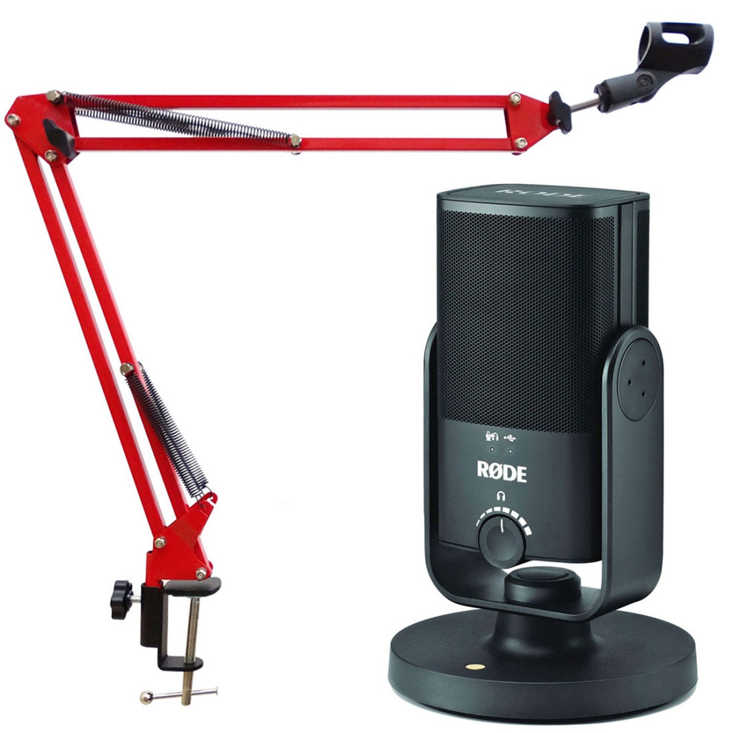 Mikrofon Rode NT-USB MINI mit NB35RD Rot Gelenkarm