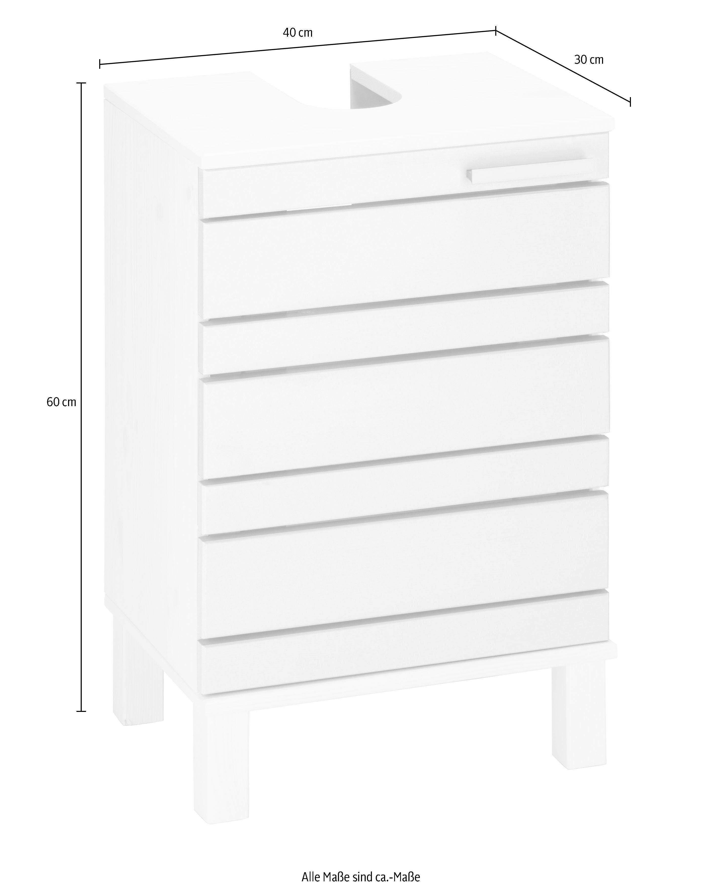 Home affaire Waschbeckenunterschrank JOSIE Breite 40 cm, aus Massivholz, Metallgriff, 1 Tür