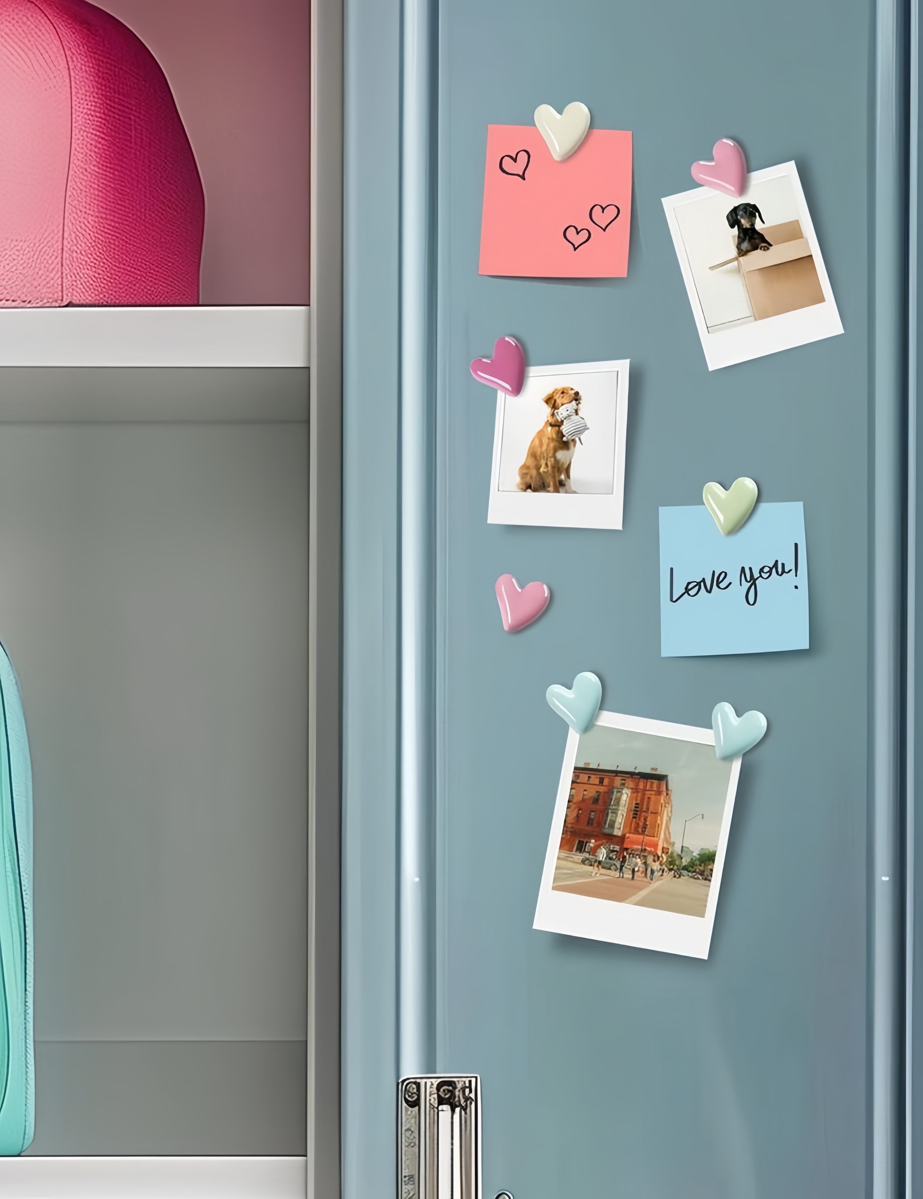 FOUORTUNATE-BEE Magnet 20 bunte Herzmagnete – ideal für Kühlschrank & Whiteboard, Stabile, farbenfrohe Magnete zum Befestigen von Notizen und Fotos – Bild 4 von 5
