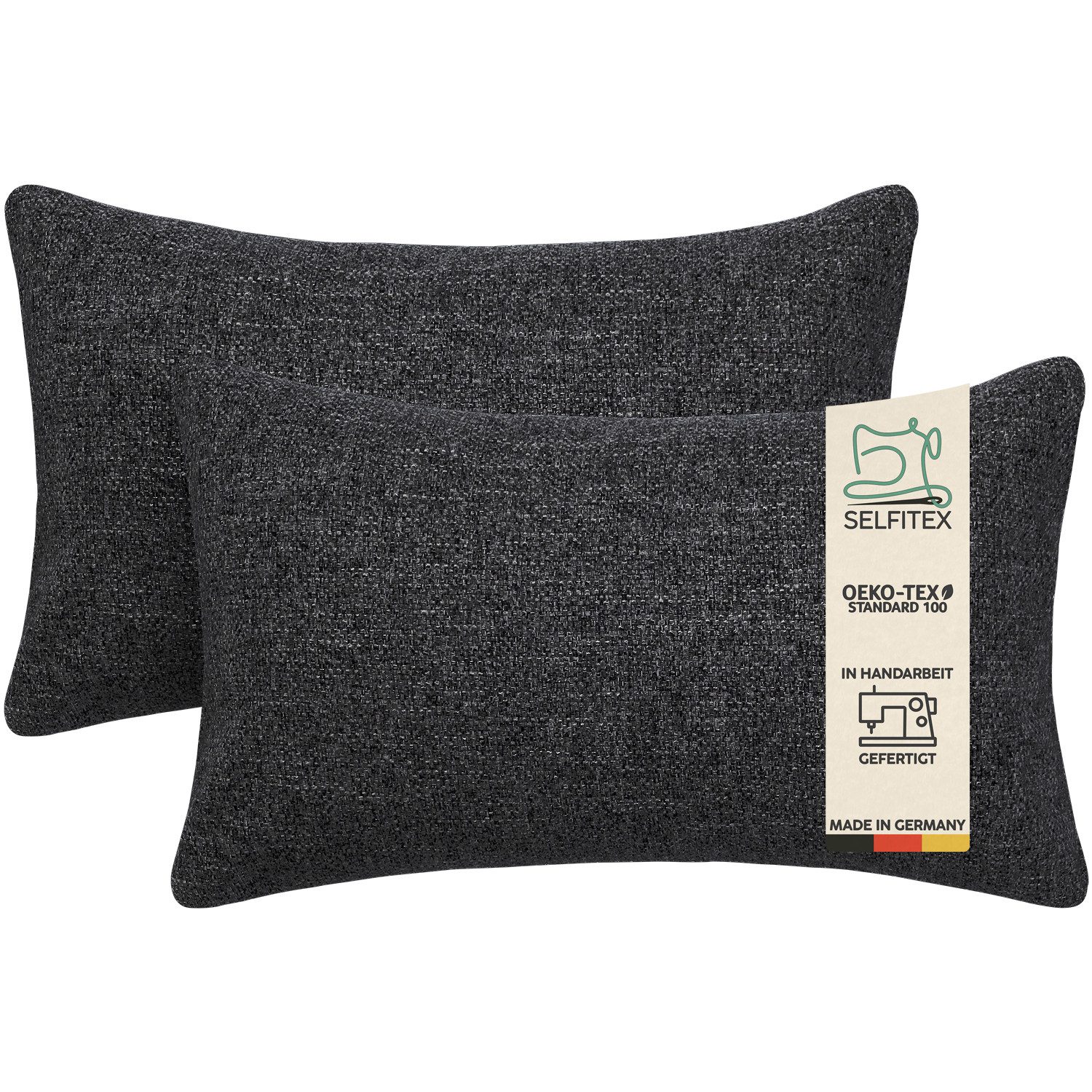 Selfitex Dekokissen 2er Set, 30x50/40x40/40x60/50x50 inkl. Füllkissen, Farben zur Auswahl, robuster Polsterstoffbezug mit weichen Füllkissen
