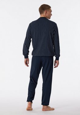 Schiesser Pyjama "Comfort Nightwear" (2 tlg) gestreiftes Langarmshirt mit Rundhalsausschnitt