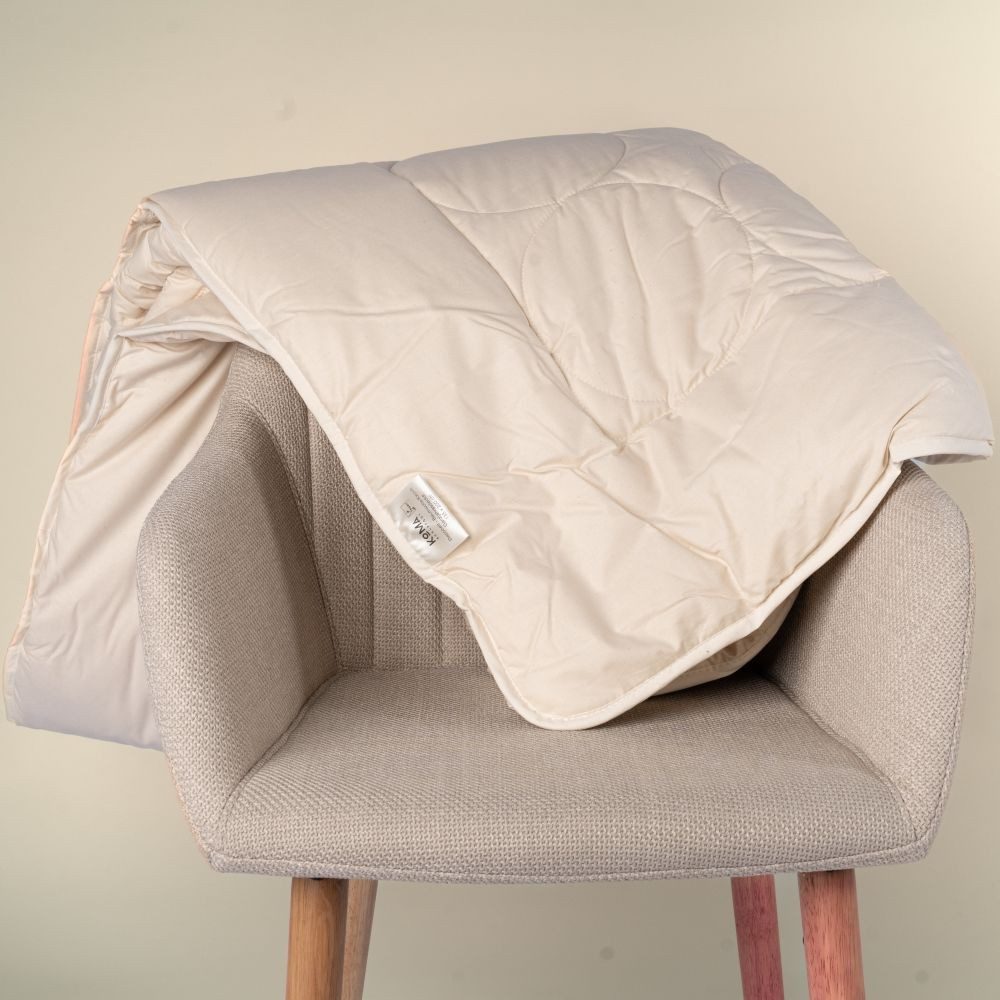 KOMA schlafgut Naturfaserbettdecke Sommer Kapok Bio Bettdecke Made in Germany, Füllung: Kapok und kba Baumwolle, Bezug: kbA Bio Baumwolle Perkal, - vegan, nachhaltig, Bio - Qualität Handmade in Germany