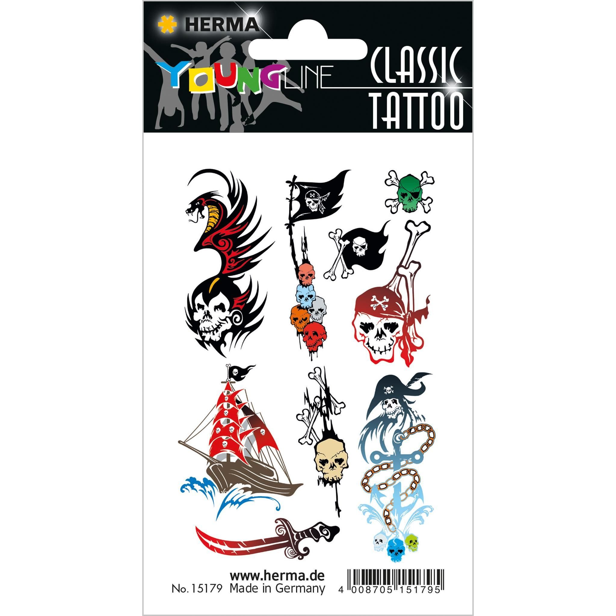 Etikettenpapier Herma Tattoo Classic Transferfolie Pirates 1 Bl 9 Tattoos