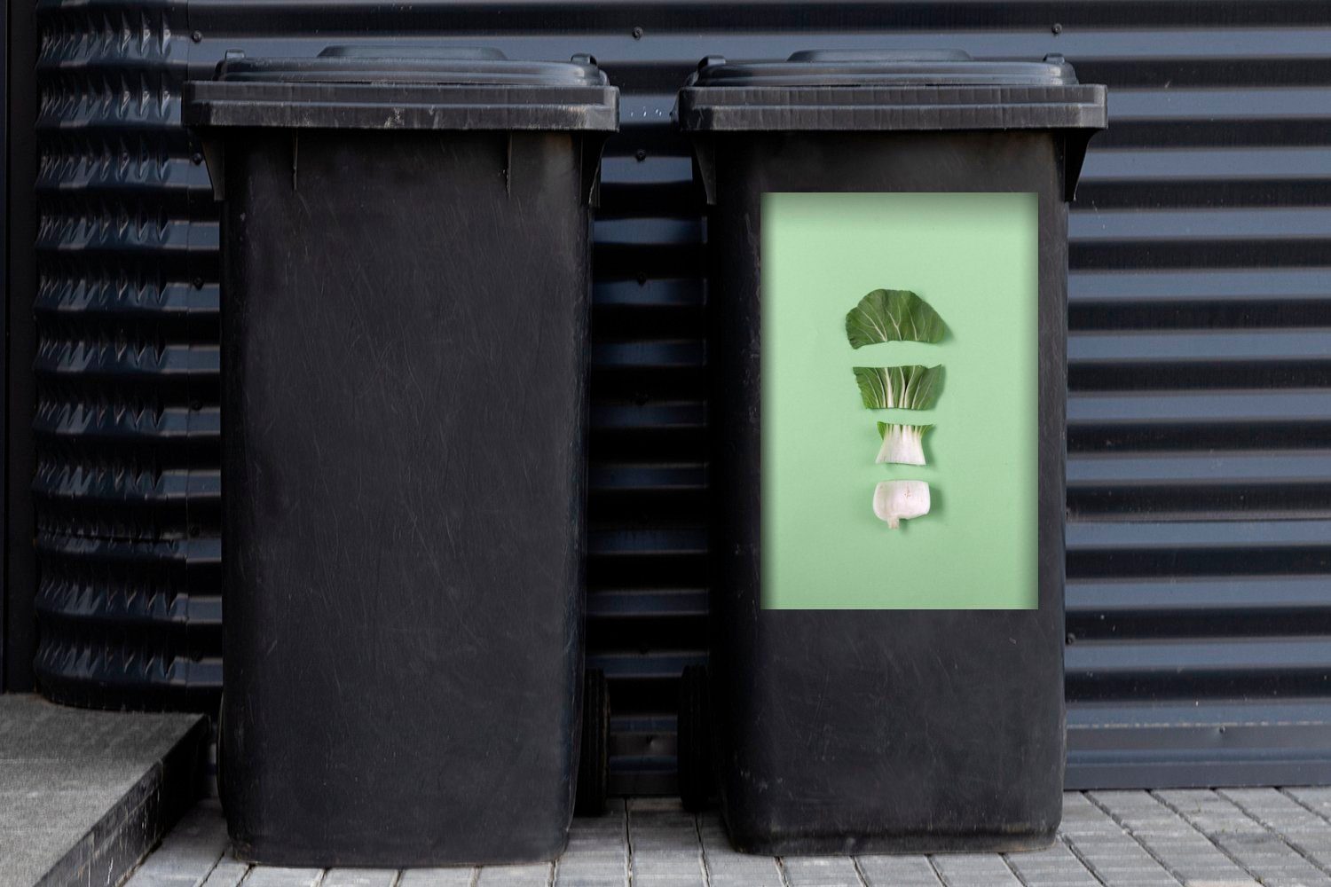 Container, MuchoWow Mülleimer-aufkleber, Mülltonne, (1 geschnittenes Wandsticker In St), Abfalbehälter Scheiben Gemüse Sticker,