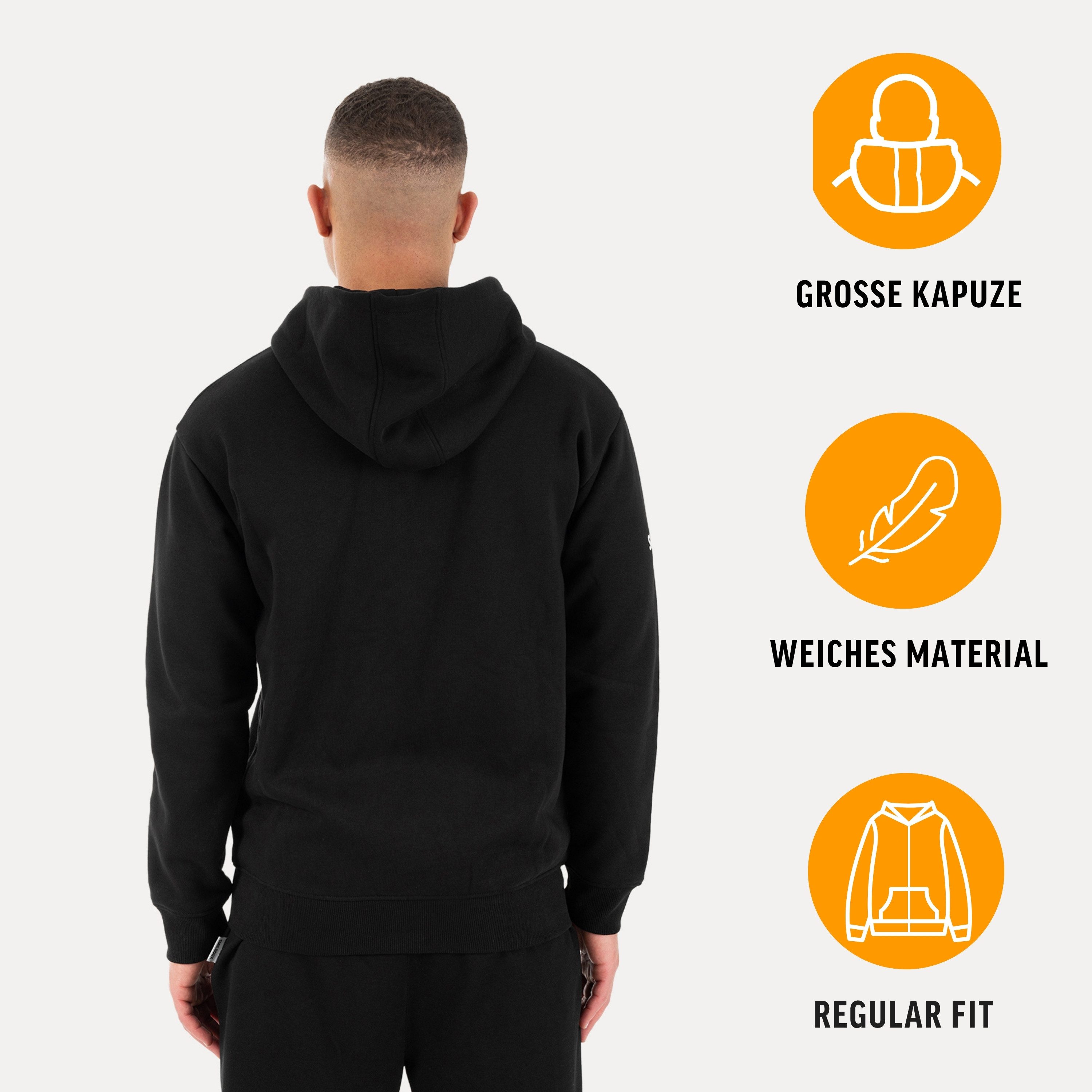 Smilodox Outdoorjacke Taron Herren, Regular Fit, Sweatjacke, Zip Hoodie, Baumwolle Reißverschluss, Kapuze, Rippbündchen,Taschen