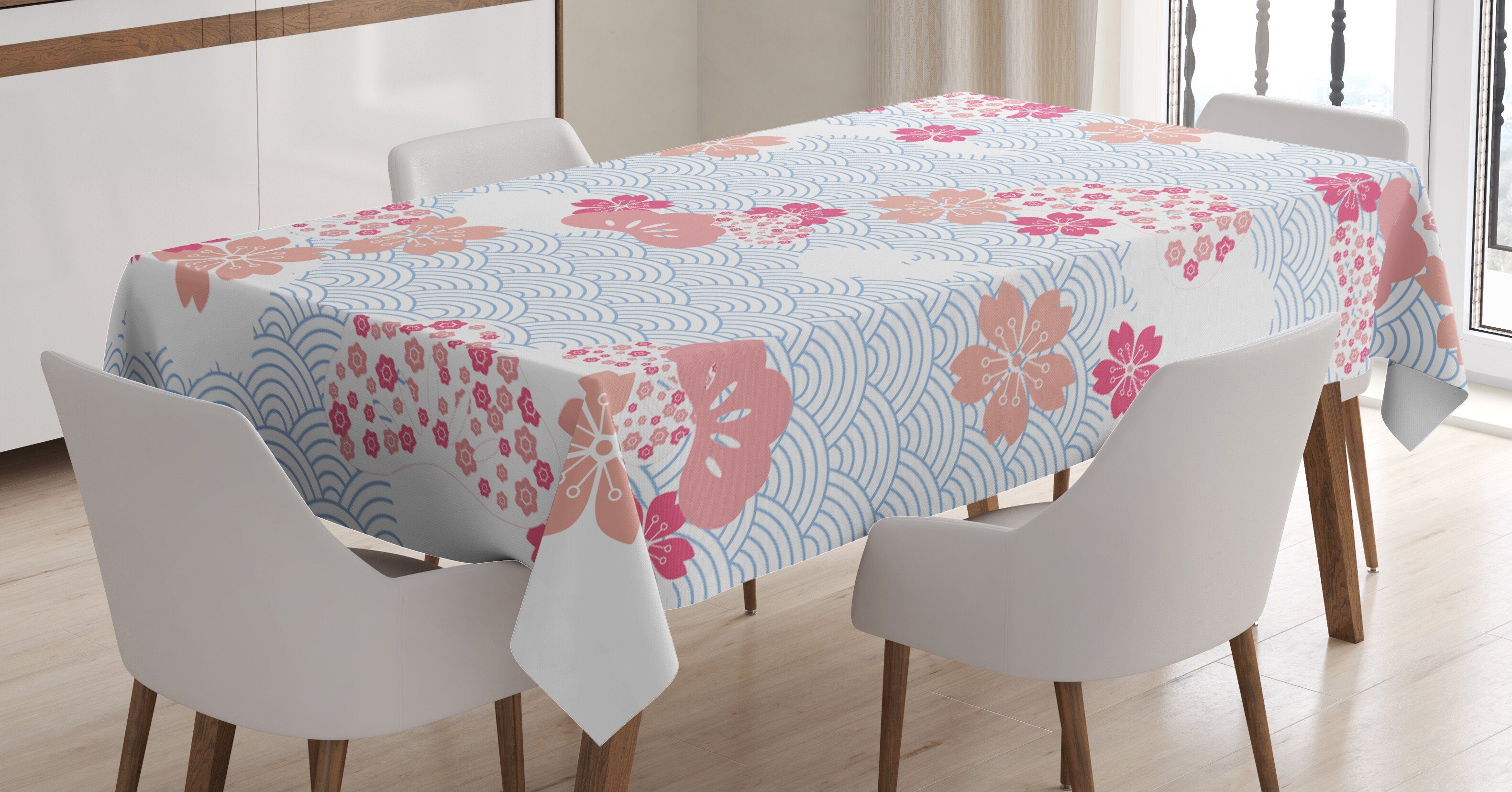 Abakuhaus Tischdecke Farbfest Waschbar Für den Außen Bereich geeignet Klare Farben, japanisch Squama Cherry Blossom