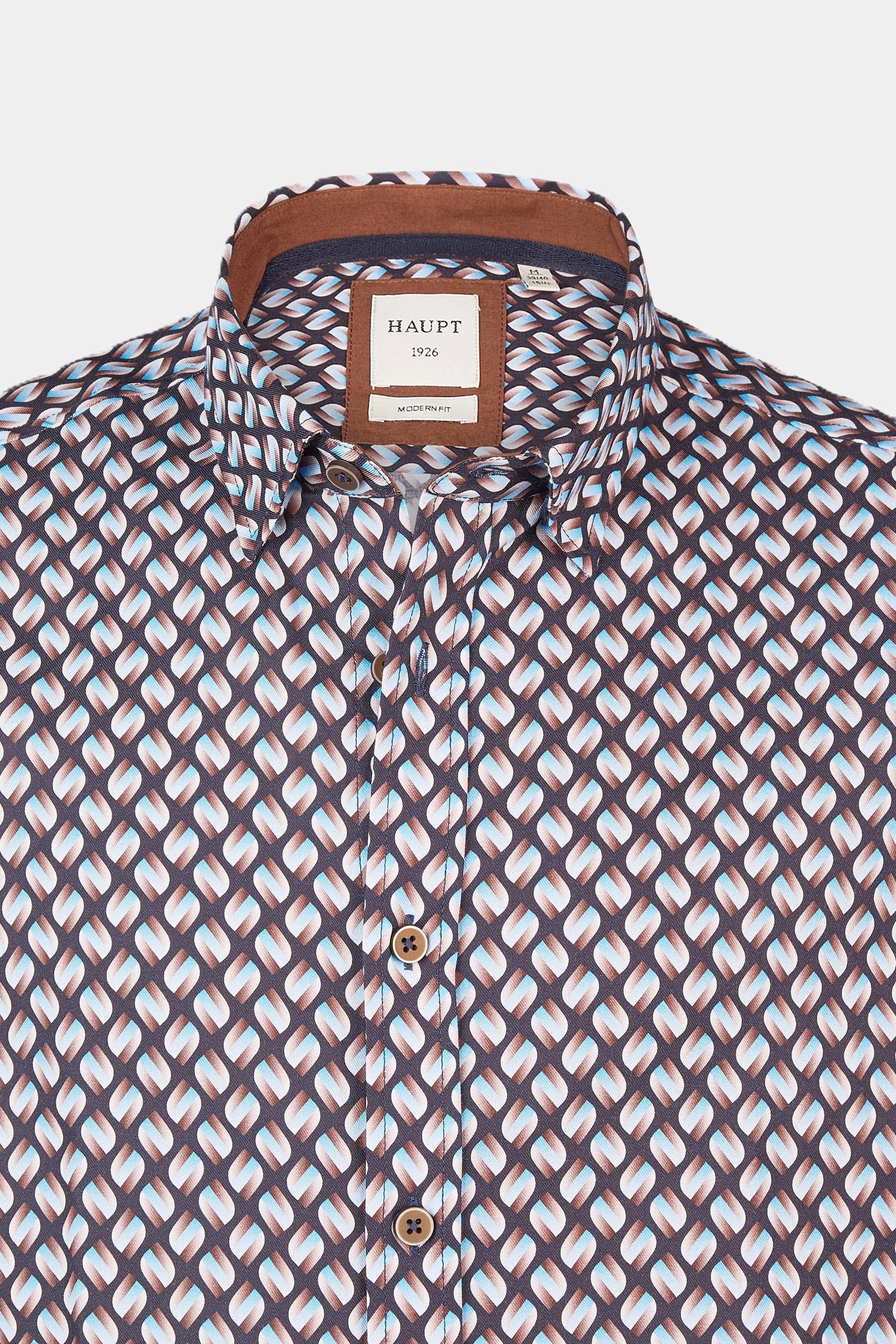 Haupt Langarmhemd Haupt Modern Fit Langarm Baumwoll-Herrenhemd im Allover-M günstig online kaufen