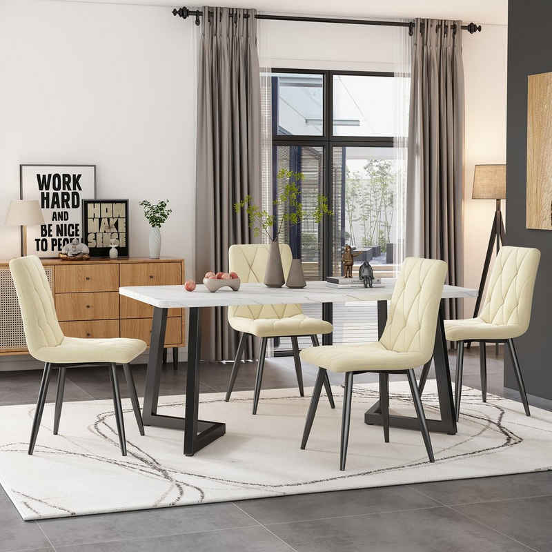 OKWISH Esszimmerstuhl Wohnzimmerstuhl (4 St), 4er-Set Polsterstuhl Stuhl, Küchenstuhl mit Rückenlehne, Metallbeine