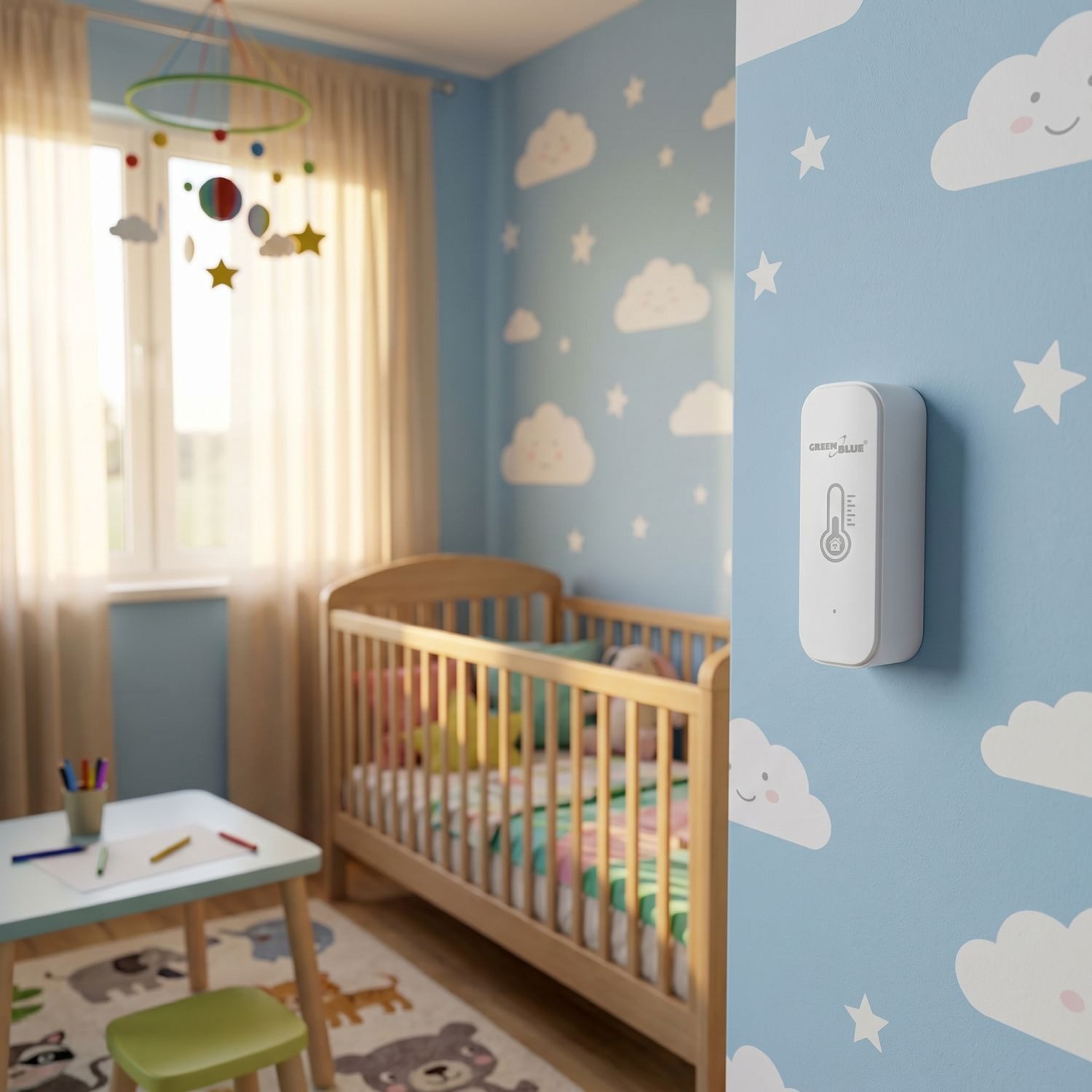 GreenBlue Feuchtigkeitssensor GB737 Tuya Smart WLAN-Temperatur- und Feuchtigkeitssensor, Android/iOS/Alexa/Google Home, 3,0 V Gleichstrom