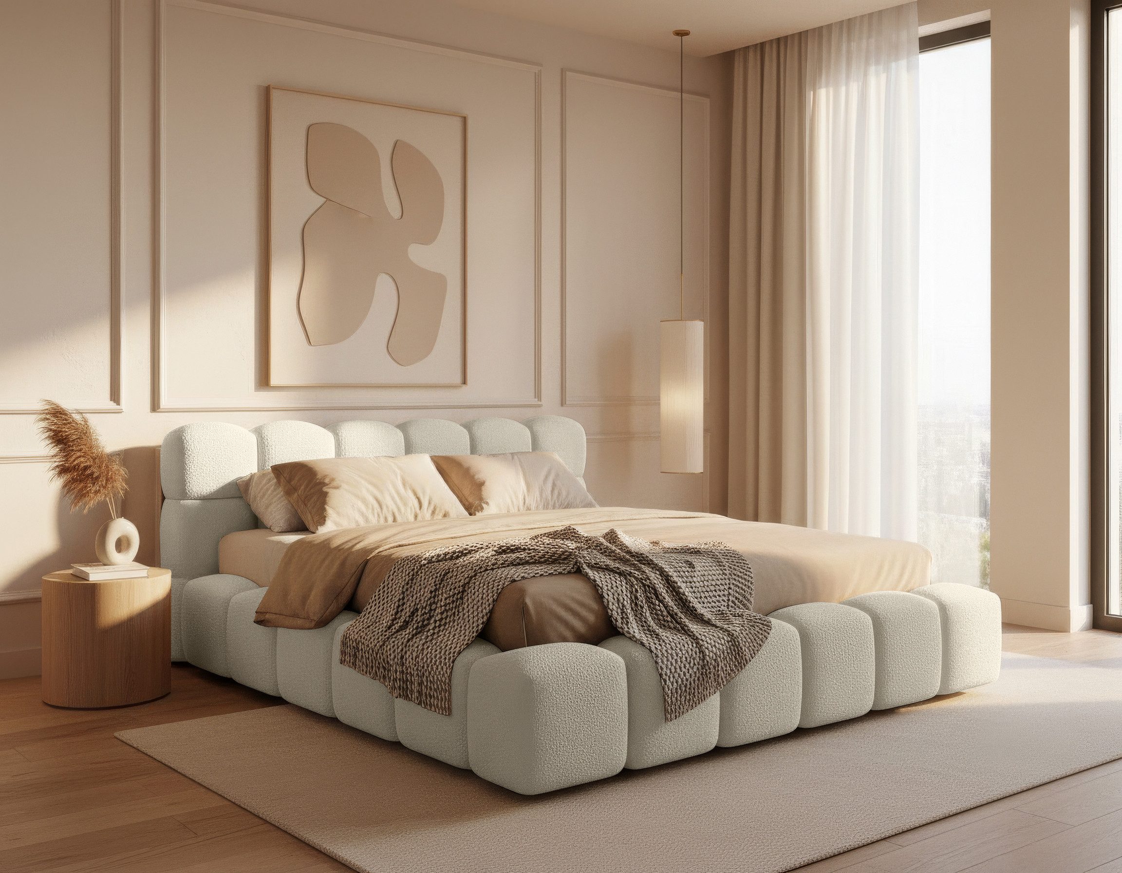 yourhouse24 Polsterbett Designer Boston Bouclé, Wolkenbett mit Stauraum günstig online kaufen