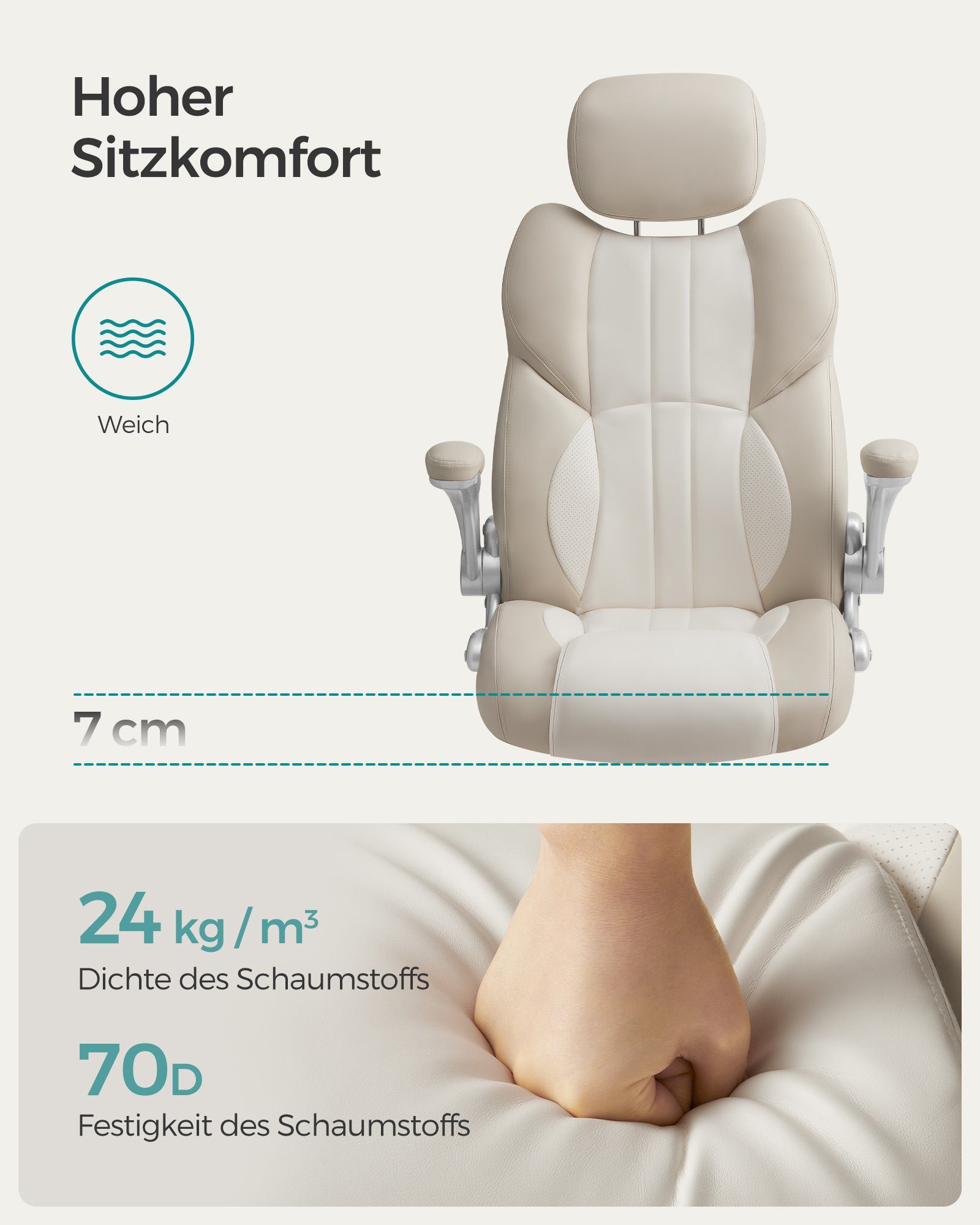 SONGMICS Bürostuhl, Schreibtischstuhl, Wippfunktion, Universalrollen günstig online kaufen