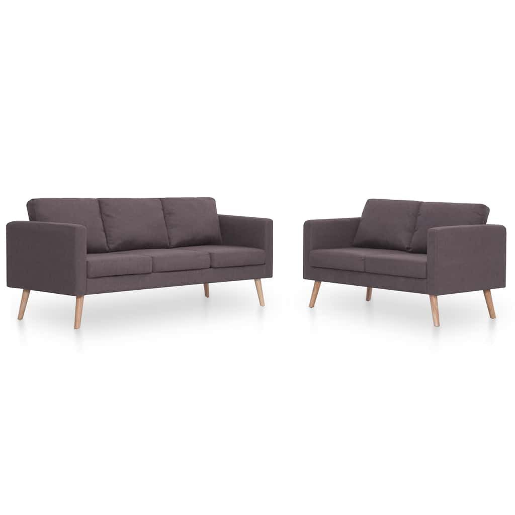 vidaXL Sofa 2-tlg. Sofagarnitur Stoff Taupe