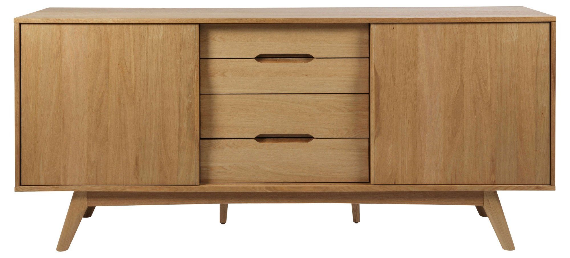 ACTONA GROUP Sideboard Marte, Anrichte, Eiche/Furnier, 2 Schiebetüren, 4 Schubladen, Breite 180 cm