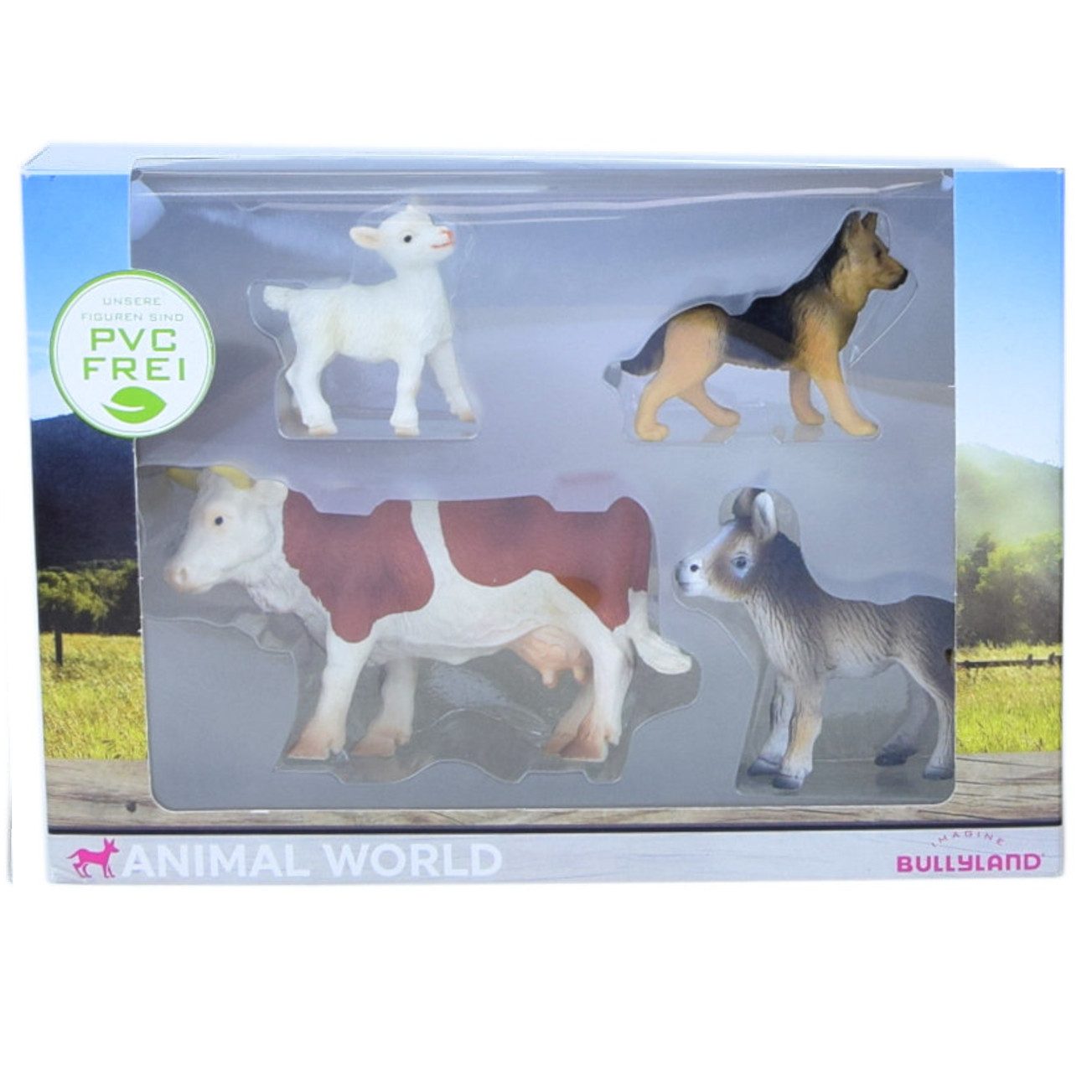 BULLYLAND Actionfigur Animal World Ziege Hund Esel Kuh Tierfiguren Kinder