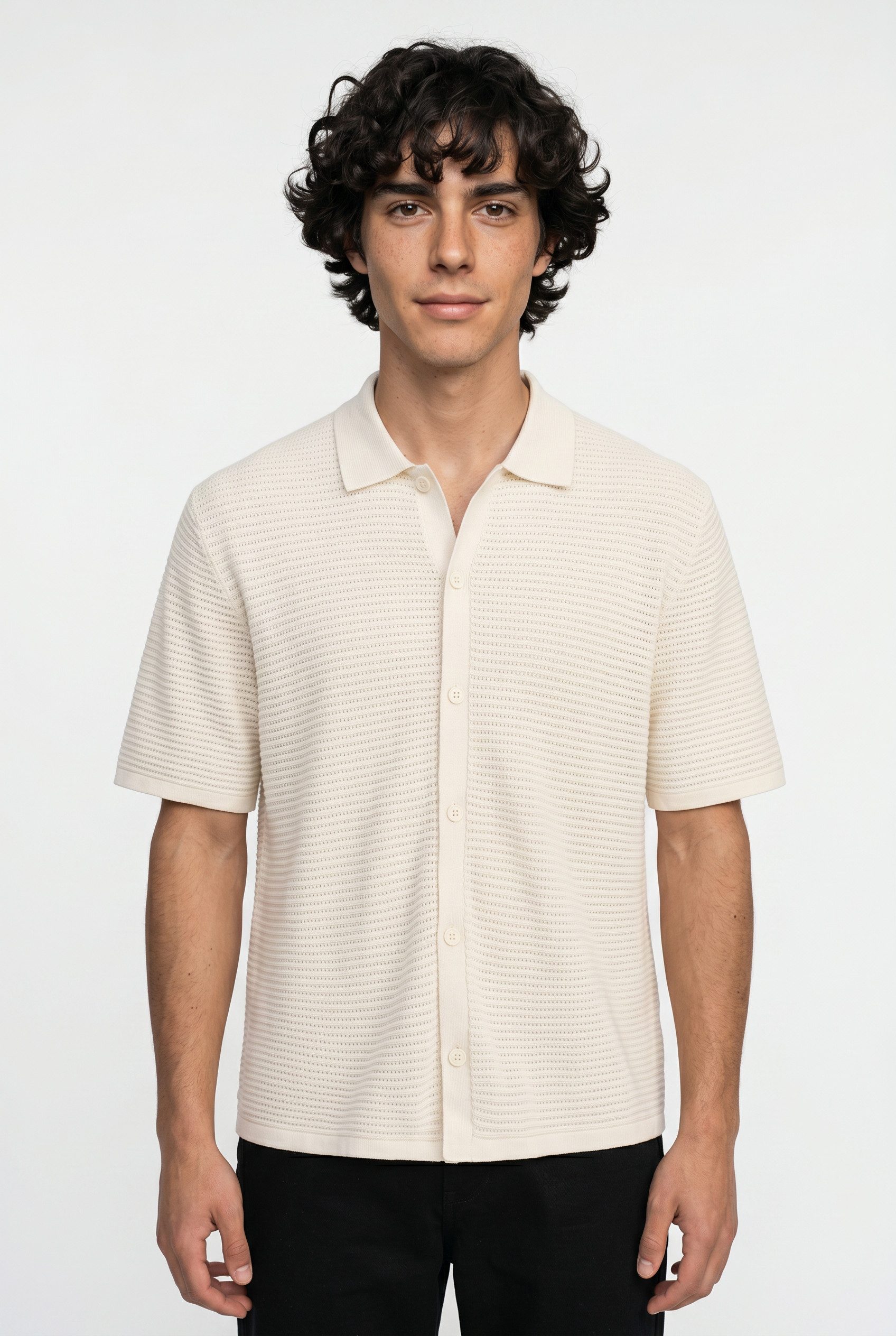 Jack & Jones Kurzarmhemd JORMAINE KNIT SS POLO CARDIGAN SN Gestrickt, Baumwolle, relexed fit
