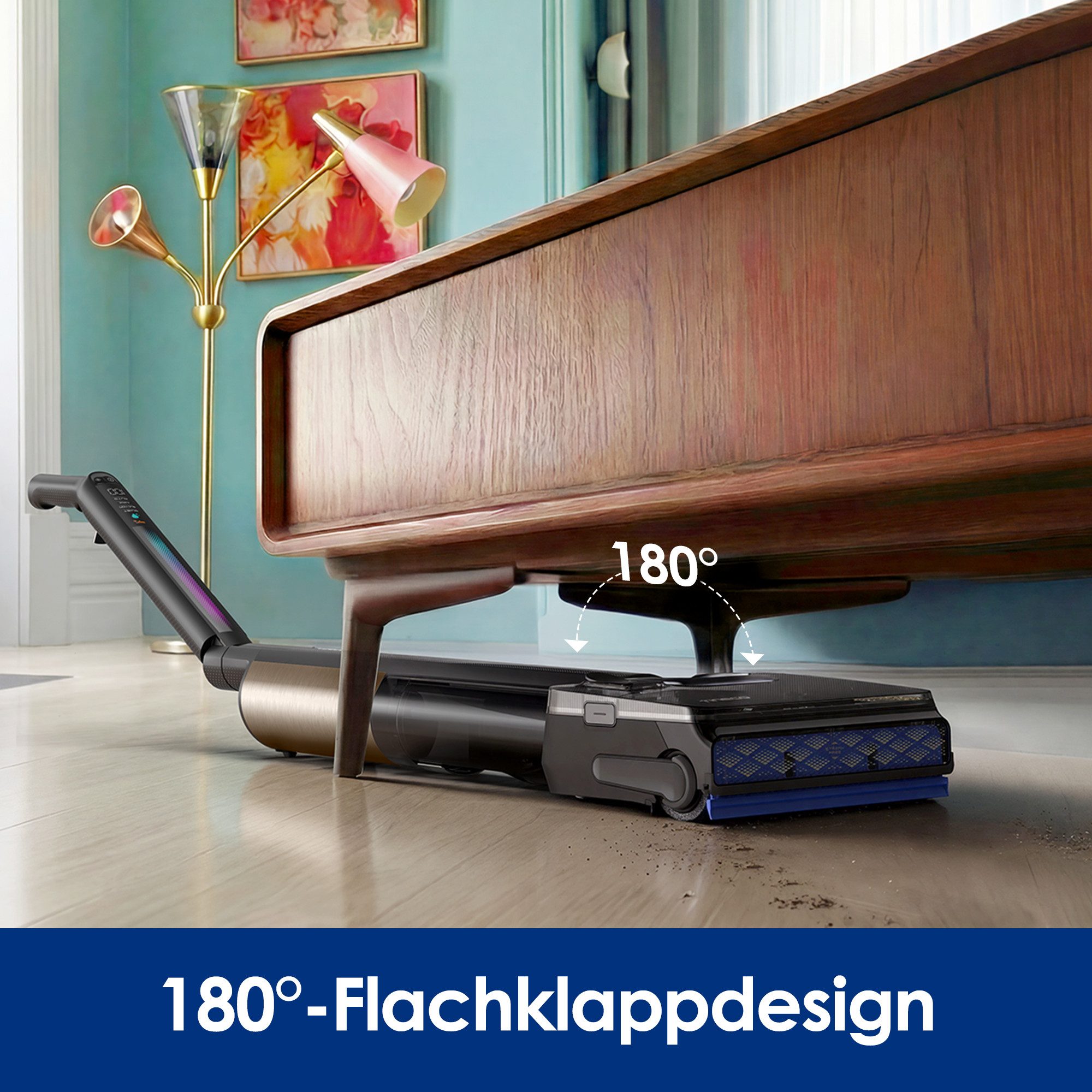 Tineco Nass-Trocken-Sauger FLOOR ONE S7 Fold Elite, schlankes Design, 22.000pa, 70 Min Laufzeit, 230 W, beutellos, Auto-Anpassung der Saugleistung, 85° C Heißluft Trocknung, Knickgelenk