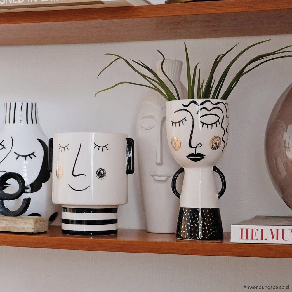 matches21 HOME & HOBBY Blumentopf Blumentopf Gesicht & Ohren Keramik schwar günstig online kaufen