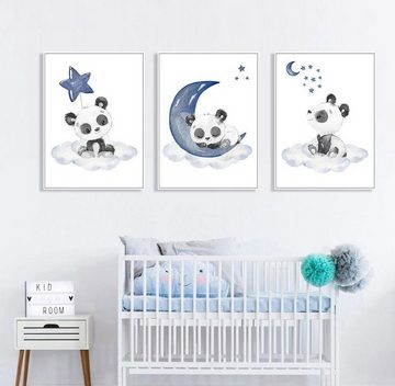 TPFLiving Kunstdruck (OHNE RAHMEN) Poster - Leinwand - Wandbild, Mond, Sterne, Wolken für Kinderzimmer - (Mädchenzimmer, Babyzimmer, Jungenzimmer, Kindergarten), Farben: rosa, pink - Größe: 10x15cm