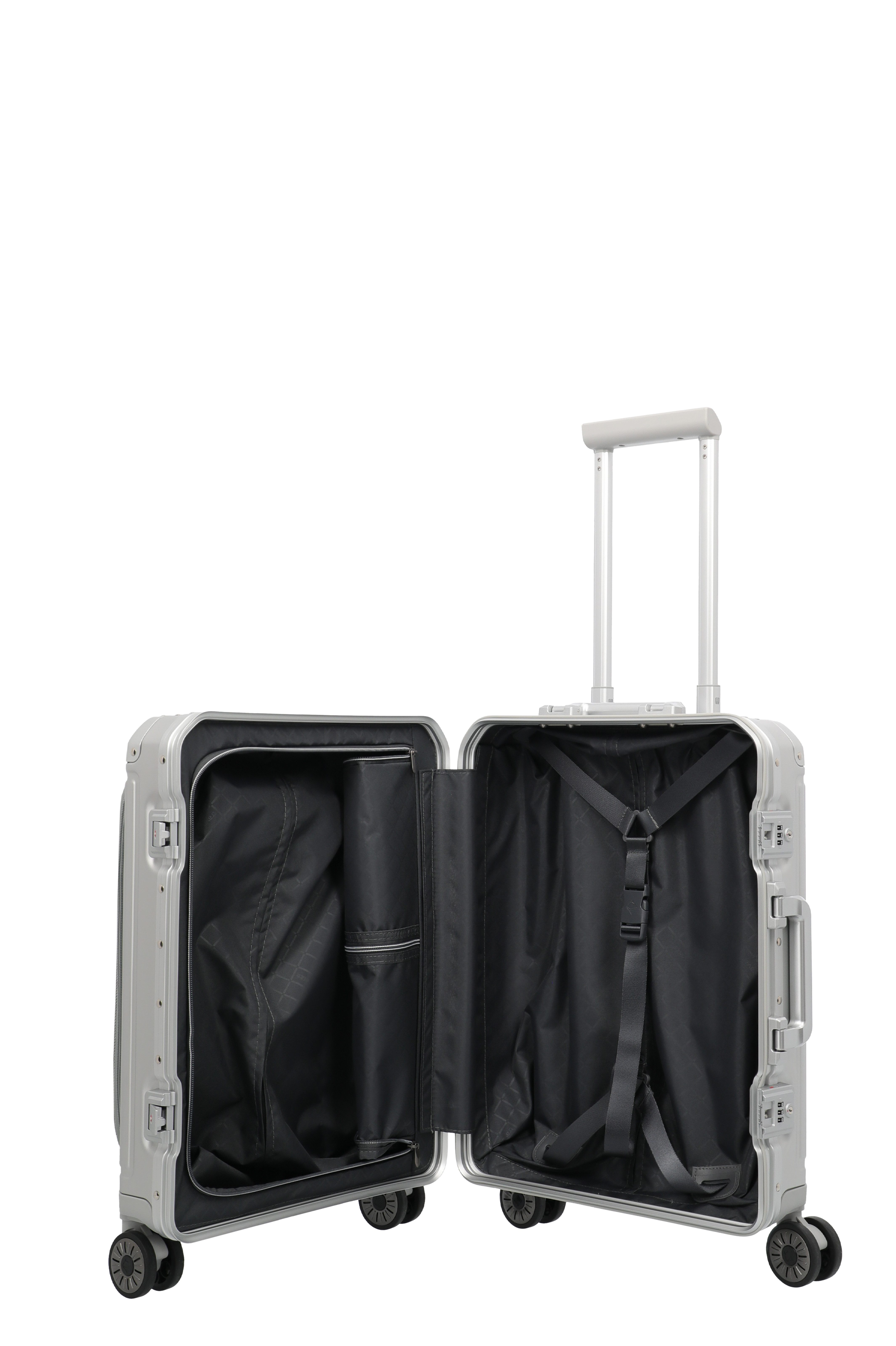 travelite Hartschalen-Trolley NEXT Aluminium Rahmenkoffer, 4 Rollen, variable Packplatte, Packwand und durchdachte Innenaufteilung – Bild 5 von 5