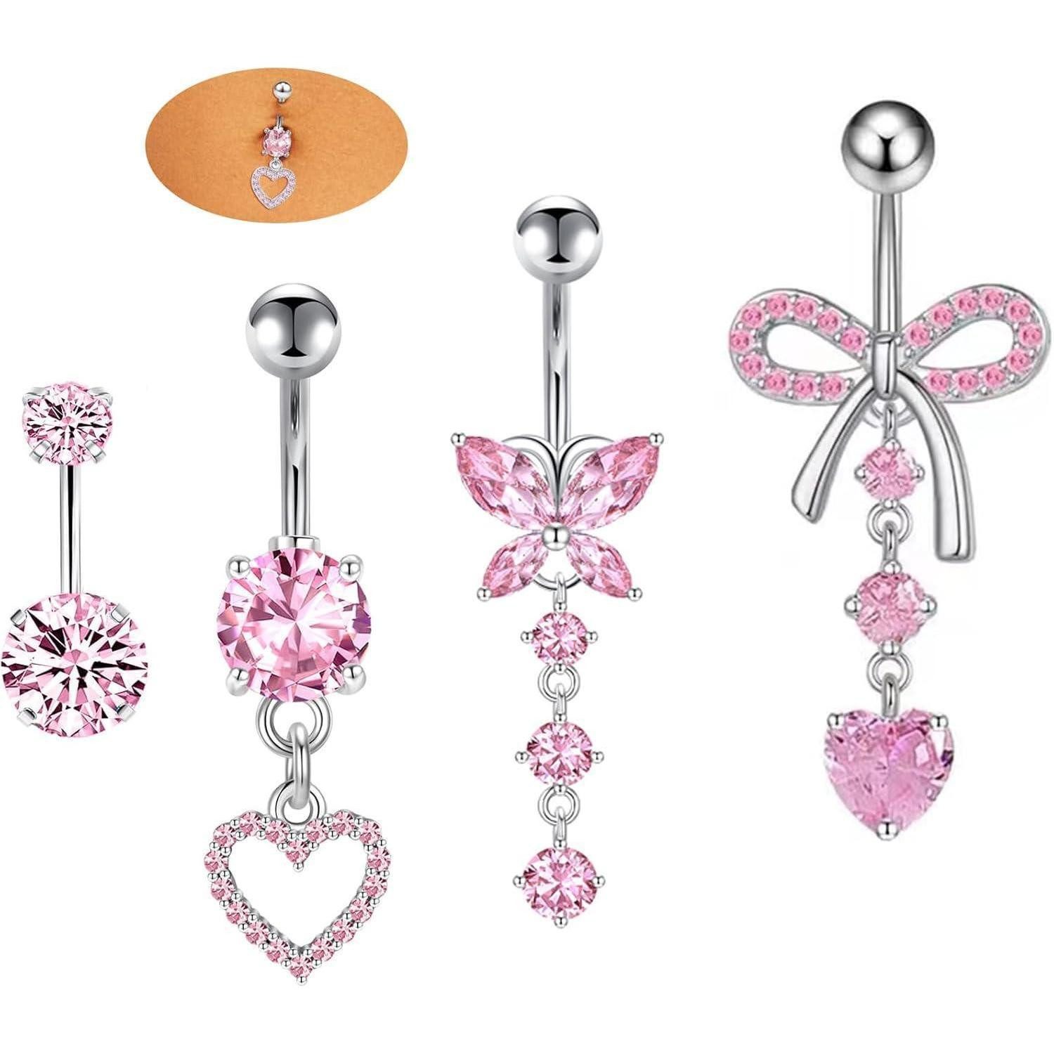 Habselikob Bauchnabelpiercing Bauchnabelpiercing 14G Herz Schmetterling CZ günstig online kaufen
