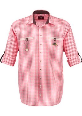 OS-Trachten Trachtenhemd Pruzol Langarmhemd mit Stickereien auf den Brusttaschen