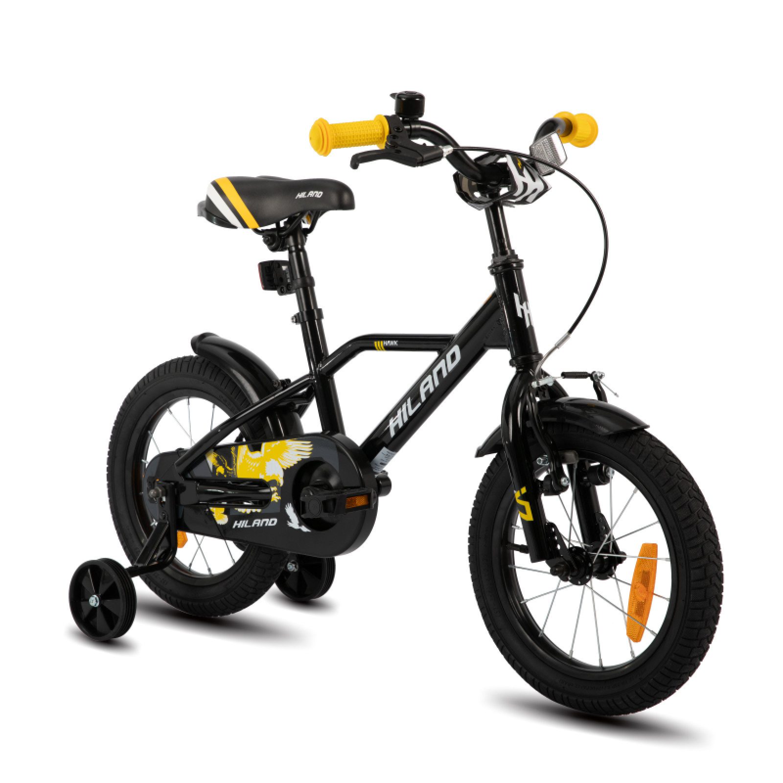 HILAND Kinderfahrrad 12‑20 Zoll Kinderfahrrad Jungen 2‑13J. mit Stützrädern & Doppelbremse, mit Stützrädern, V Bremseund Rücktrittbremse, Hilfsrad, Kotflügel