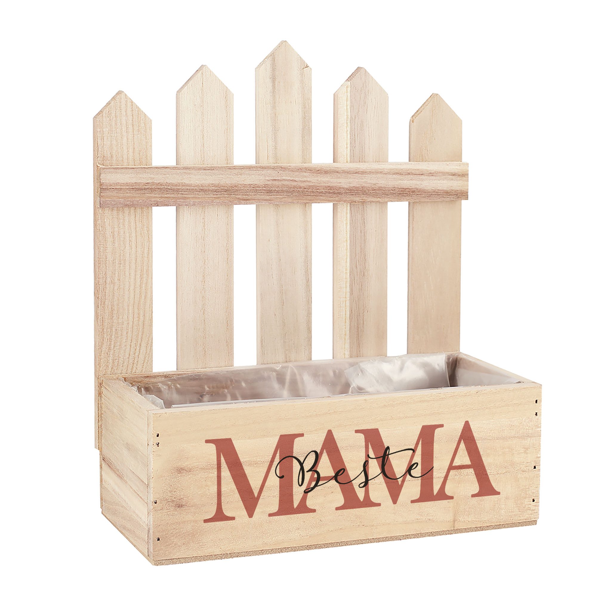 Herz & Heim Geschenkbox Pflanzkorb aus Holz mit Zaun und Motiv für die Besten