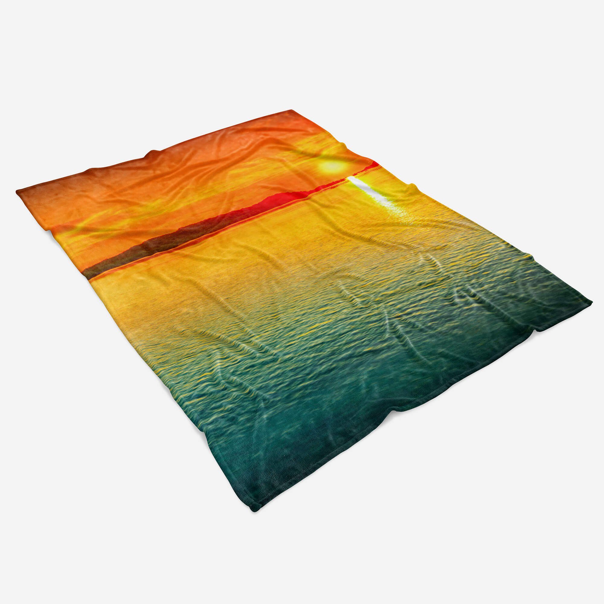 Handtücher mit Saunatuch Meer, Baumwolle-Polyester-Mix Himmel Roter Strandhandtuch Handtuch Kuscheldecke Art (1-St), Sinus Fotomotiv Handtuch