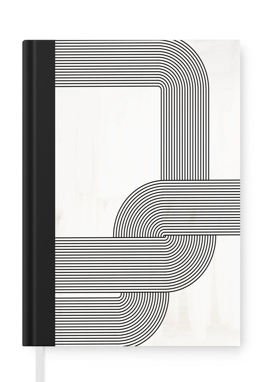 MuchoWow Notizbuch Kunst - Minimalismus - Schwarz - Weiß, Journal, Merkzettel, Tagebuch, Notizheft, A5, 98 Seiten, Haushaltsbuch | Notizbücher