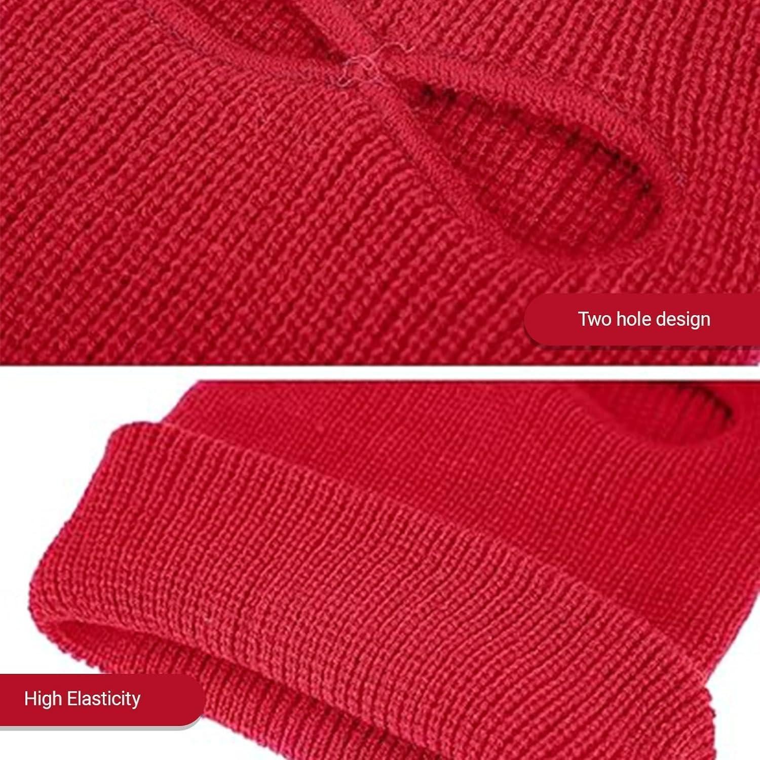 LuxusKollektion Sturmhaube Strick-Ski-Maske 2-Loch Thermo rot winddicht unisex