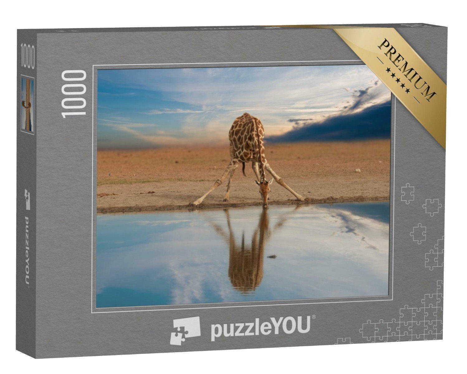 puzzleYOU Puzzle Trinkende Giraffe am Wasserloch in Namibia, 1000 Puzzleteile, puzzleYOU-Kollektionen Safari, Giraffen, Tiere in Savanne & Wüste