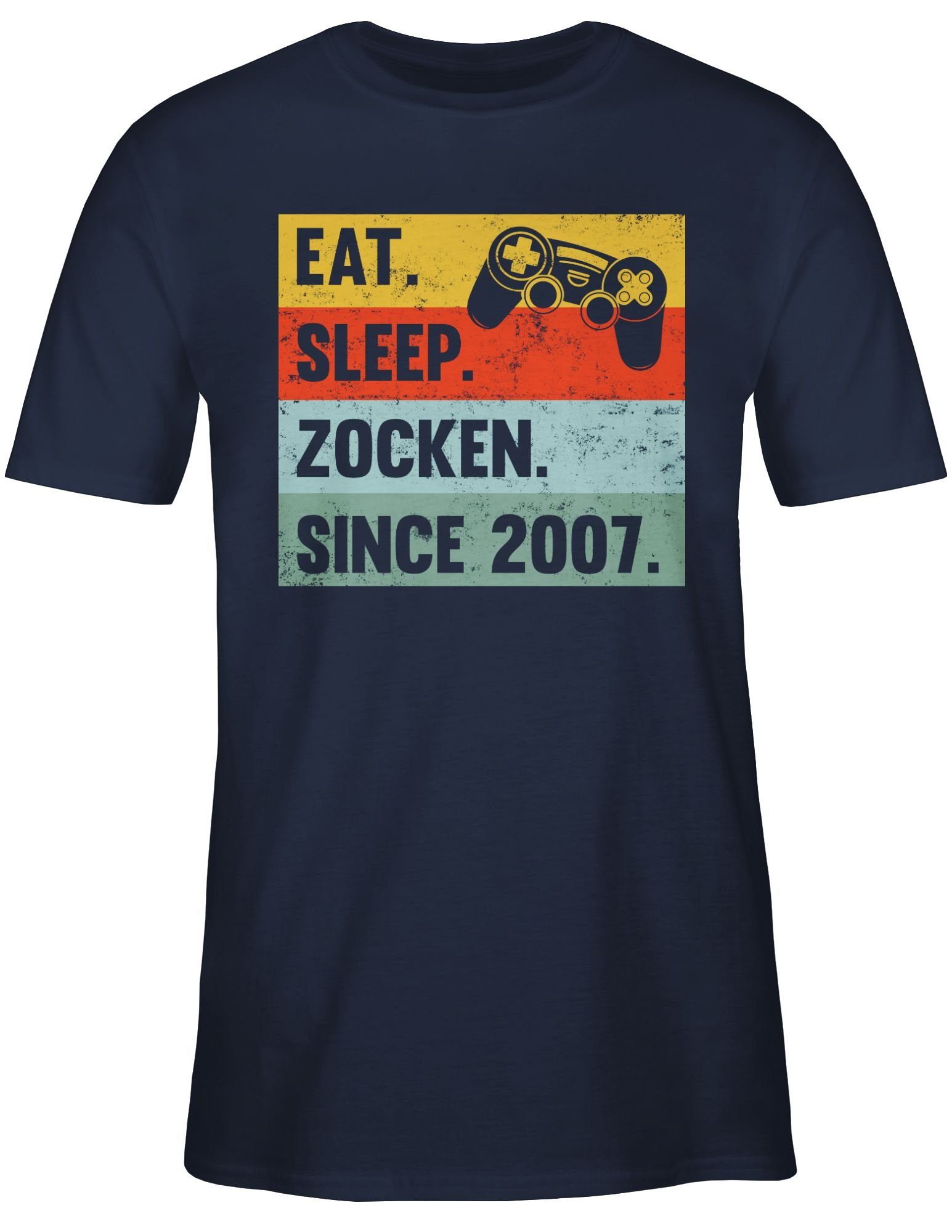 Navy Zocken 2007 16. 03 Sleep Eat T-Shirt Blau Shirtracer Since Geburtstag