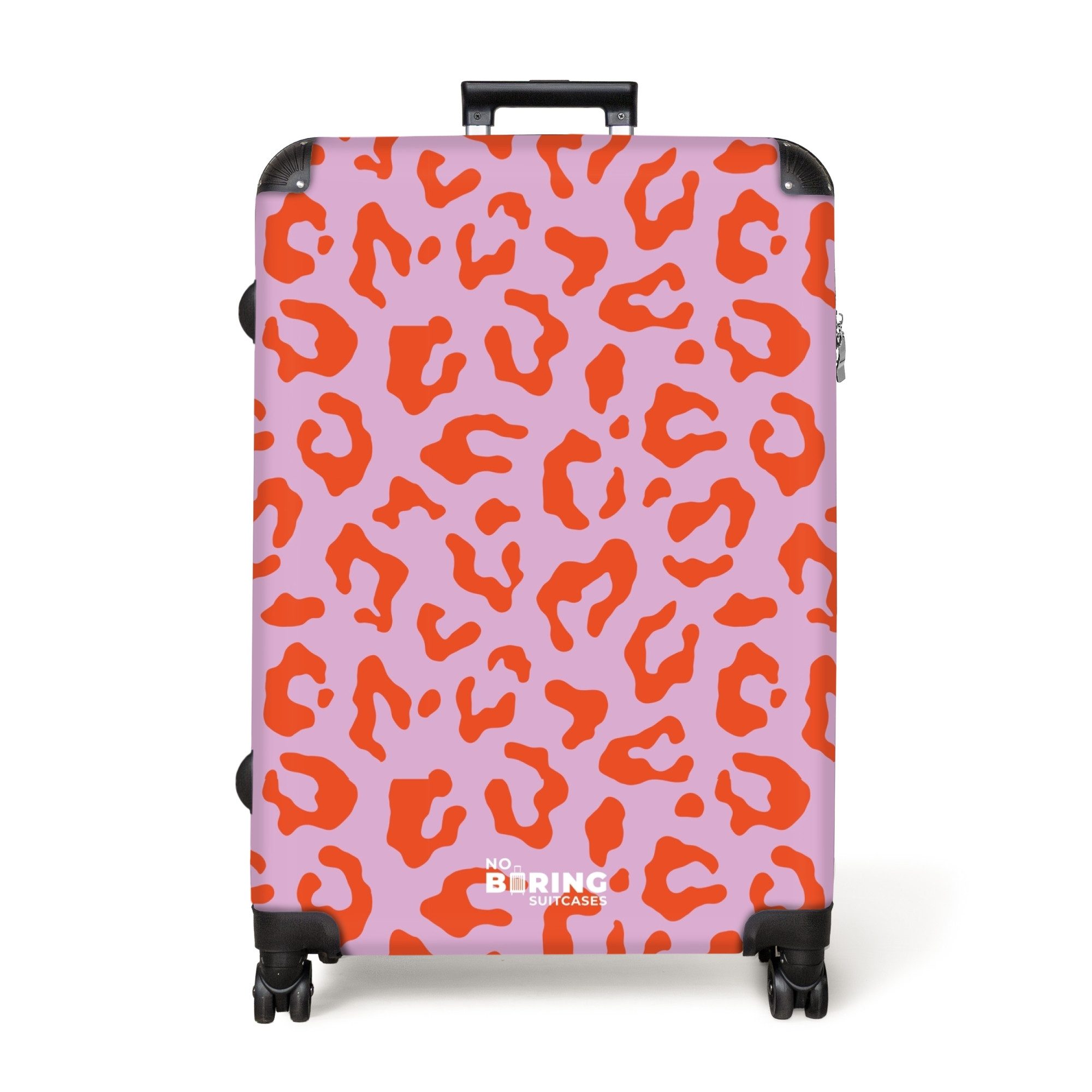 NoBoringSuitcases.com© Hartschalen-Trolley Rosa mit rotem Panther-Aufdruck günstig online kaufen