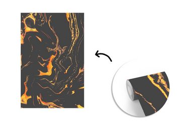 MuchoWow Fototapete Muster - Gold - Schwarz, Matt, bedruckt, (3 St), Montagefertig Vinyl Tapete für Wohnzimmer, Wandtapete