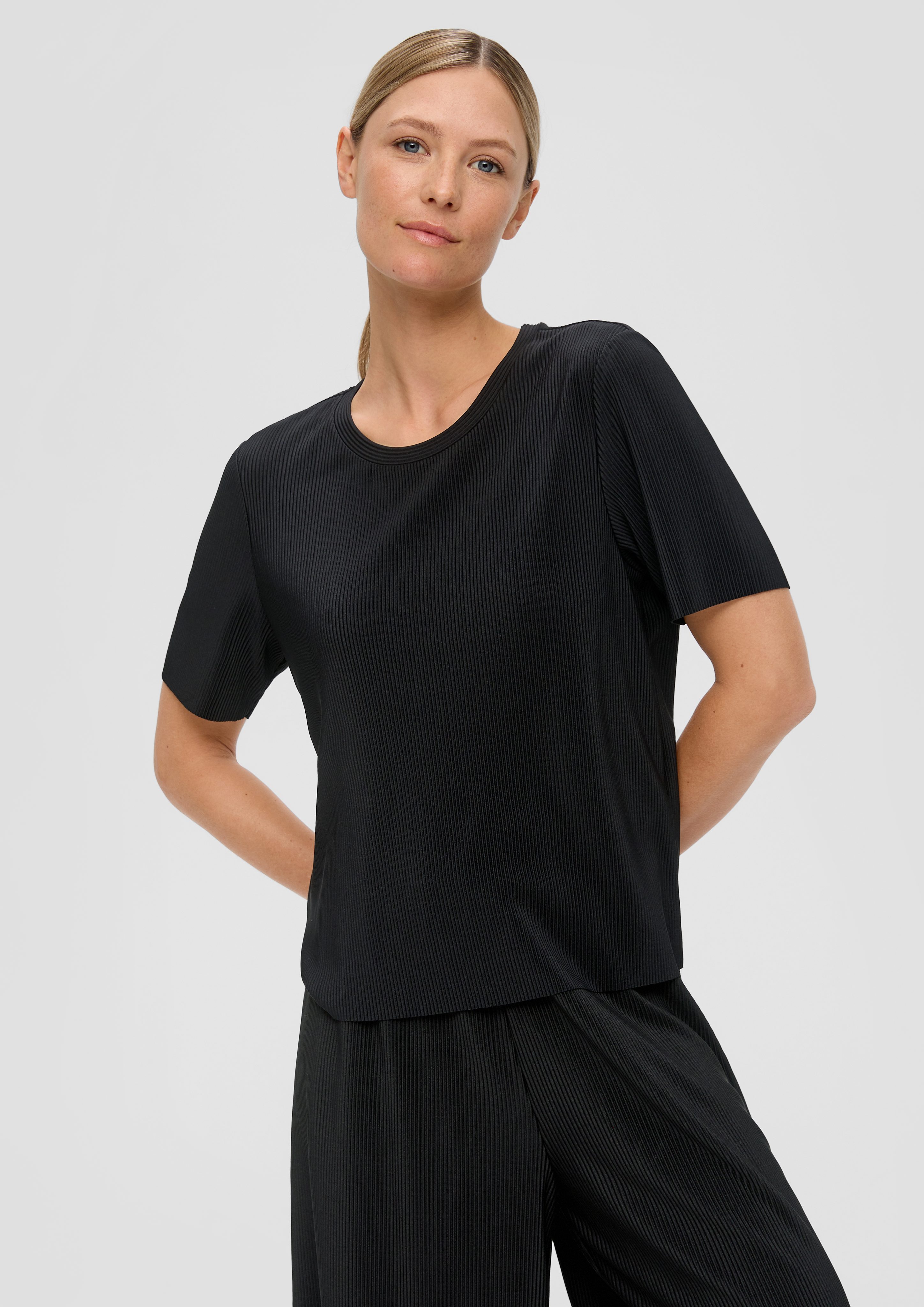 s.Oliver Kurzarmshirt T-Shirt mit Plisseefalten günstig online kaufen