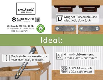 needs&wants® Gewächshaus Mini Treibhaus klein winterfest aus Holz, Balkon Garten Zimmer Indoor, Frühbeet Hochbeet Anzucht Aufzucht Pflanzen Pflanzschrank Anzuchthaus