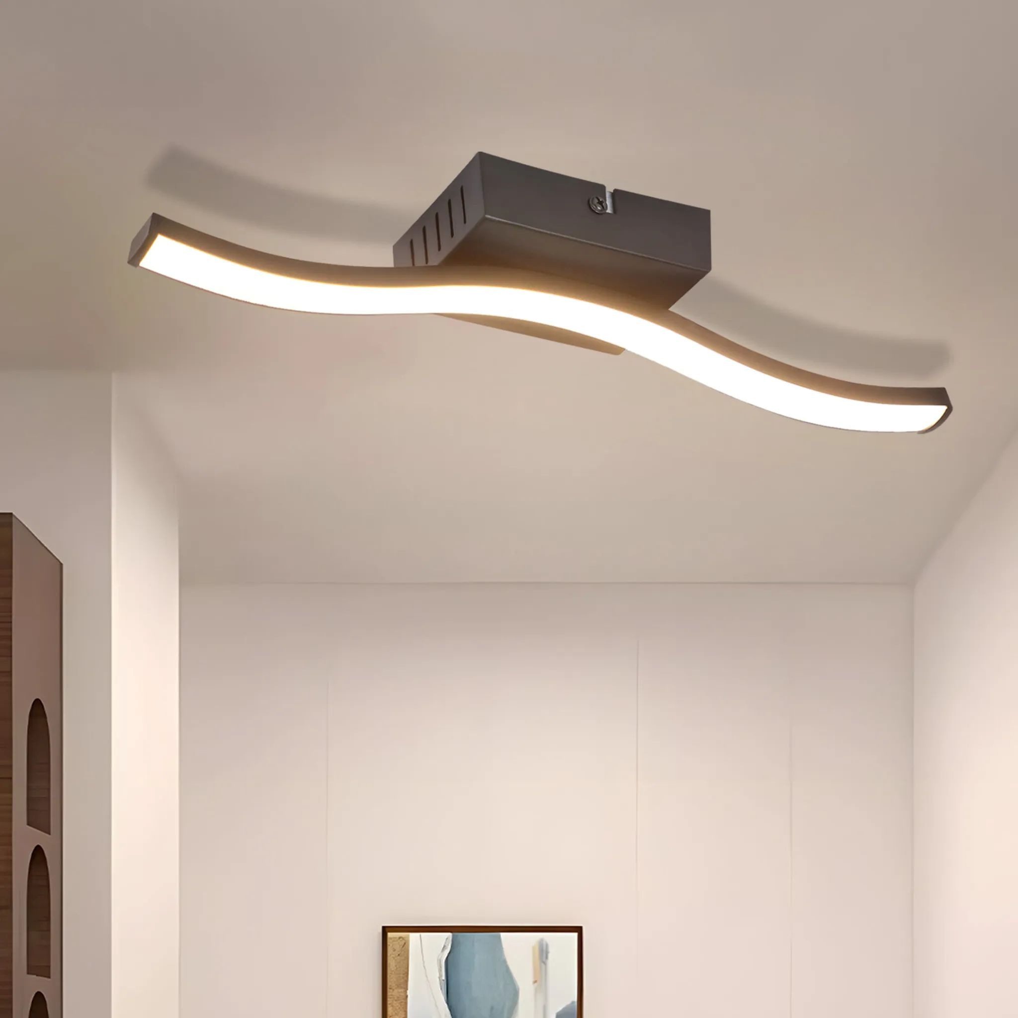 Nettlife LED Deckenleuchte Flur Schwarz Modern 6W Deckenseinbauleuchte 3000K Warmweiß, LED fest integriert, Warmweiß, Schlafzimmerlampe Warmweiß LED Deckenbeleuchtung für Küche Flur