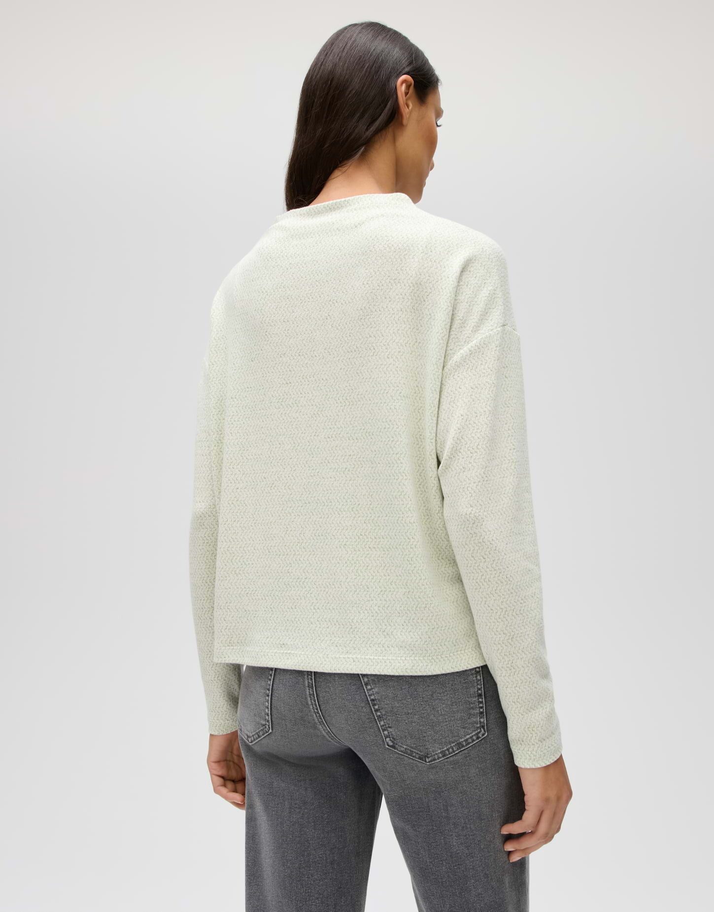 OPUS Langarmshirt Sicozy aus Viskose mit weicher Struktur Gerader Schnitt mit Stehkragen für klare Layering-Looks – Bild 3 von 5