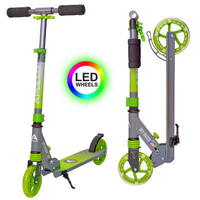 Apollo Cityroller »LED City Roller mit Federung Scooter Skyracer«, Kinder Roller, klappbar