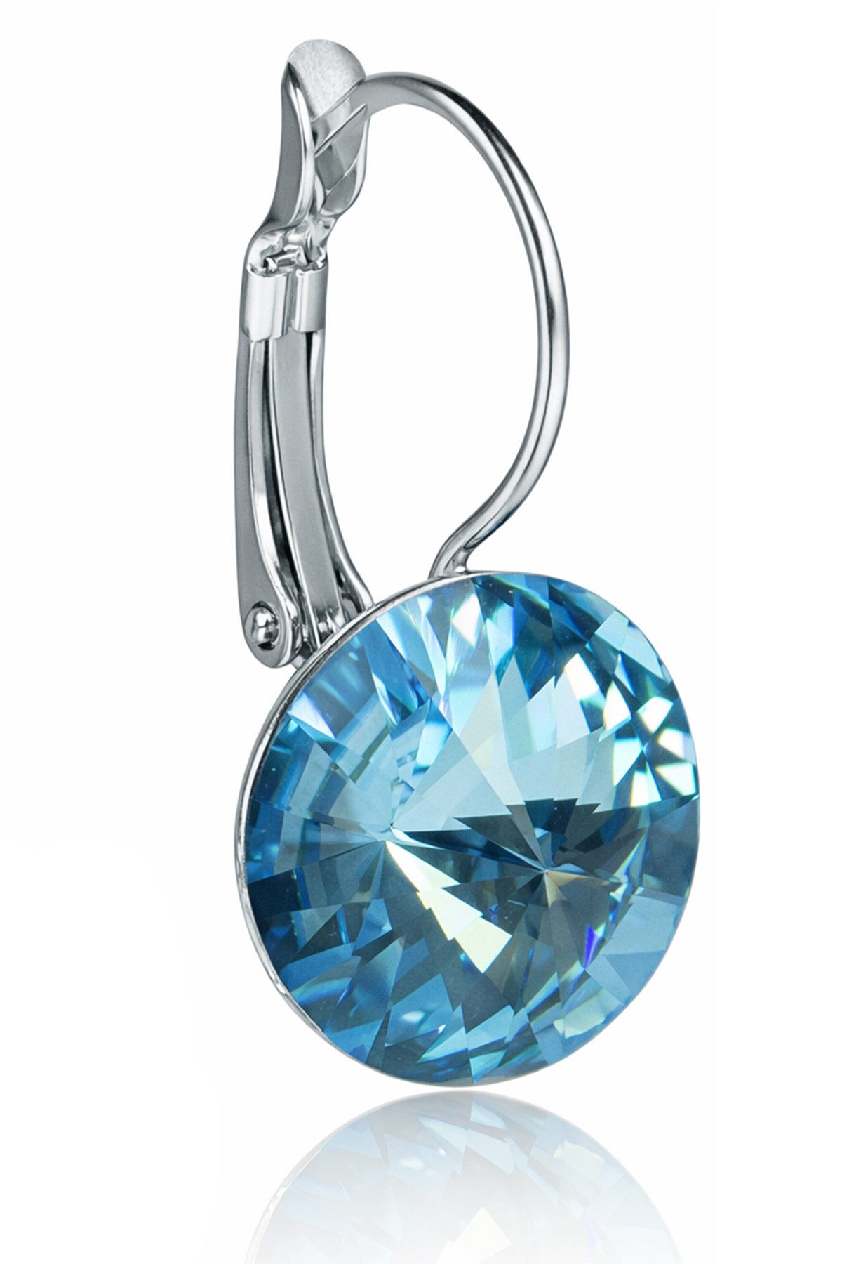 LUISIA® Paar Ohrhänger Silberne Ohrringe "Rivoli" mit 12 mm Kristallen von Swarovski® (2-tlg., inkl. Schmuckbox), Große Farbauswahl