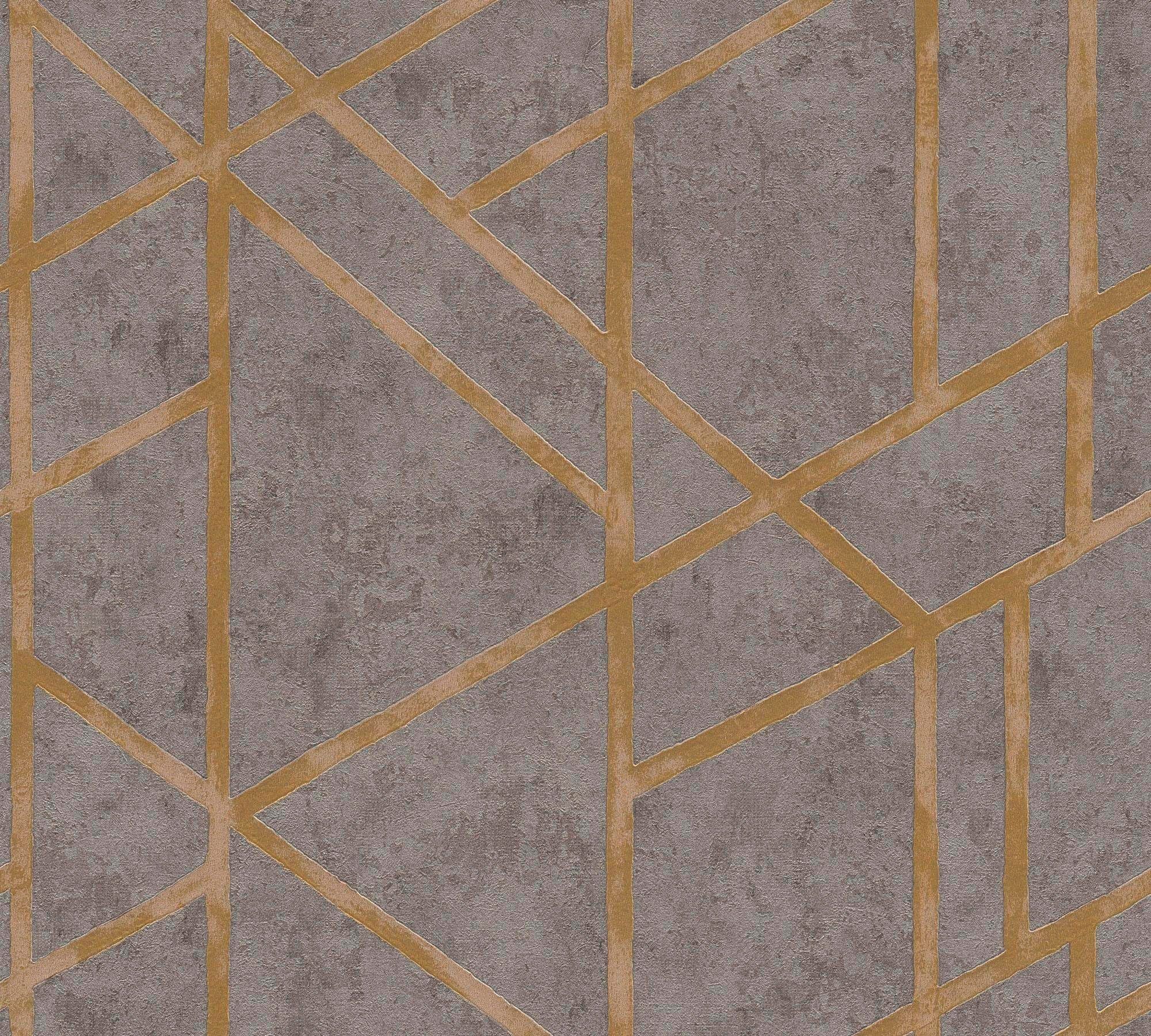 A.S. Création living walls Vliestapete Metropolitan Stories Francesca Milano grafisch, geometrisch, grafisch, Grafik Tapete Geometrisch Metallic graugrün/gold