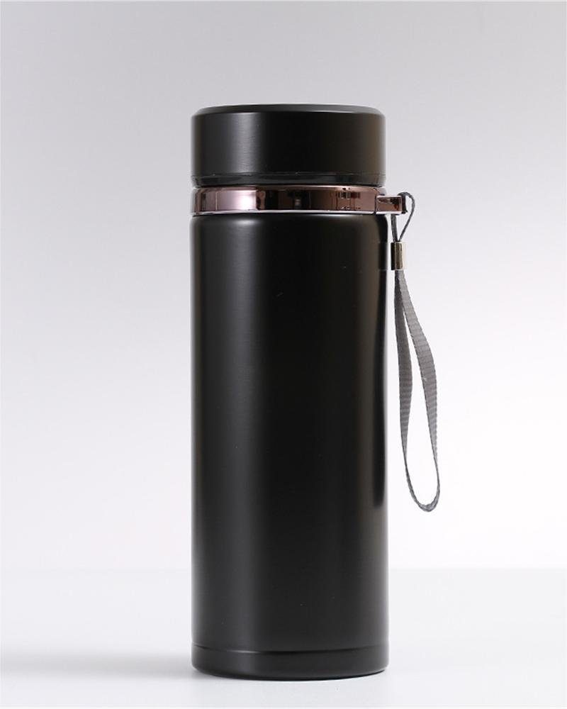 Rouemi Isolierflasche Teezubereiter Thermobecher mit mit Schwarz kalt Trinkbecher Edelstahl,12h heiß/24h 500ml, Isolierung doppelwandiger Teeauslauf,Edelstahl