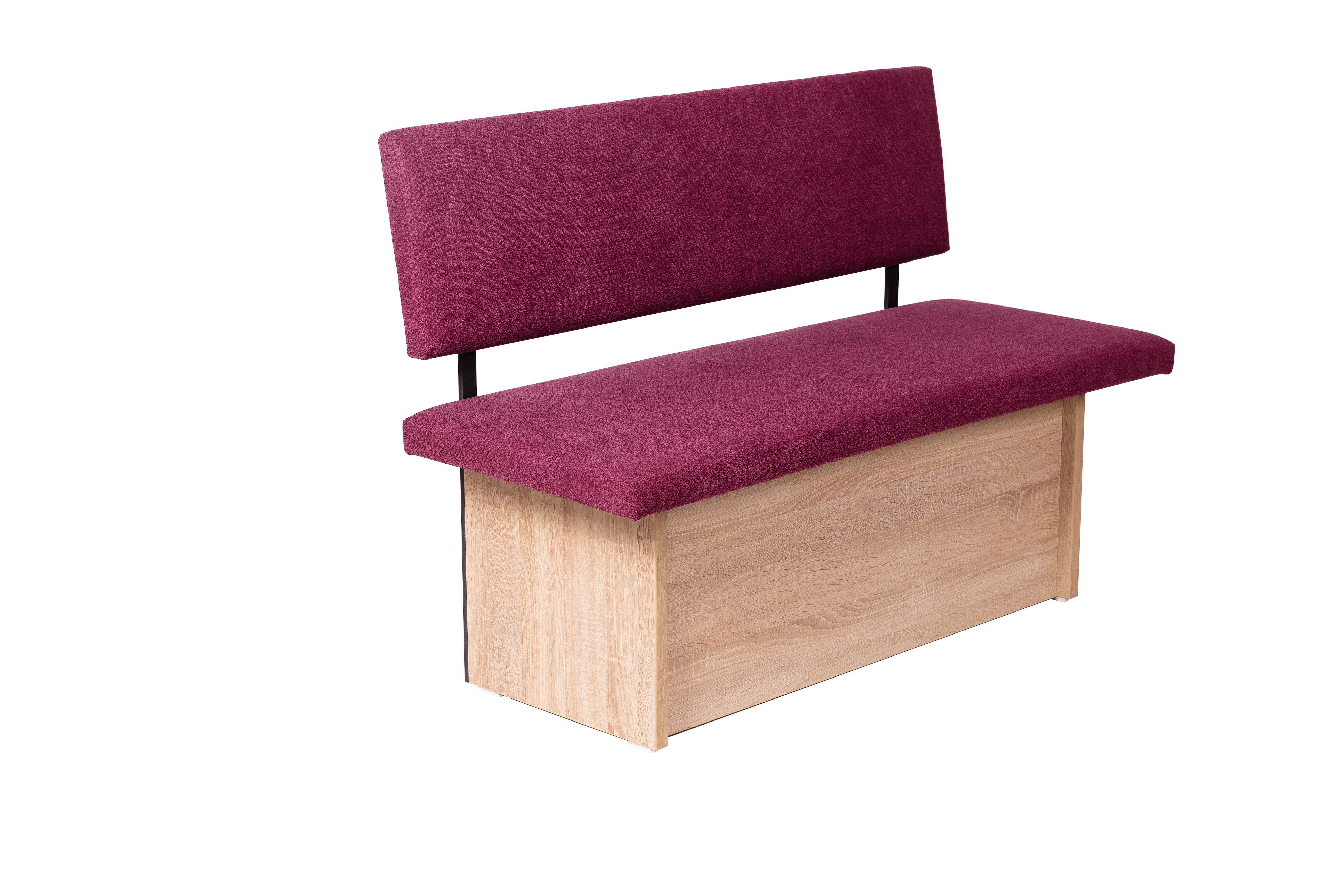 kundler home Sitzbank mit Truhe, Sitz und Lehne gepolstert, L125cm, Eiche Premiumdekor