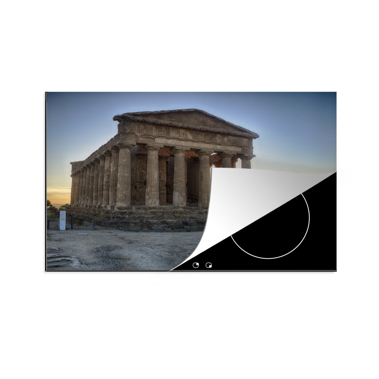 MuchoWow Herdblende-/Abdeckplatte Berühmte griechische Ruinen des Tempels der Concordia, Vinyl, (1 tlg), 81x52 cm, Induktionskochfeld Schutz für die küche, Ceranfeldabdeckung