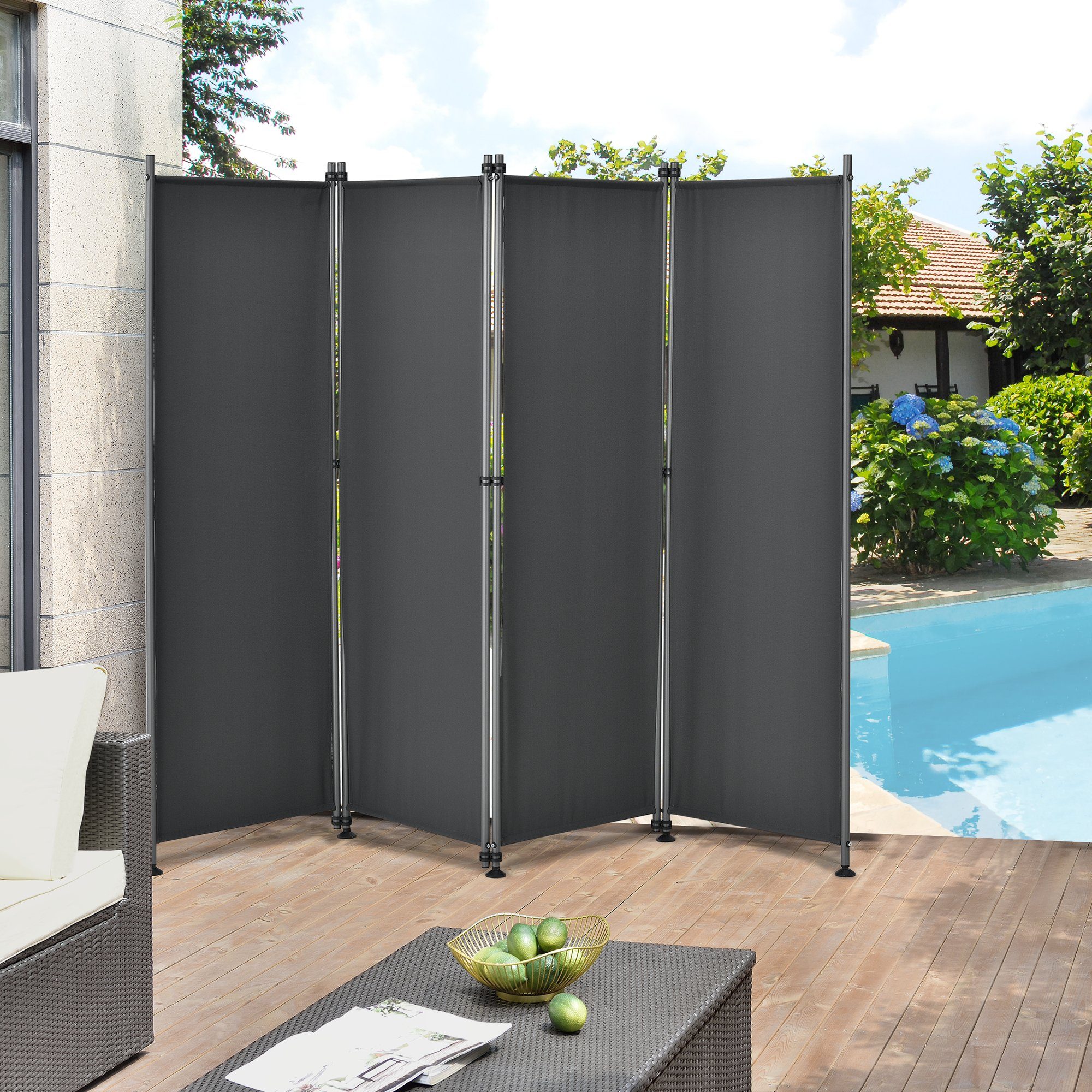 Protec Standmarkise Outdoor Trennwand 170 x 215cm Paravent Grau online