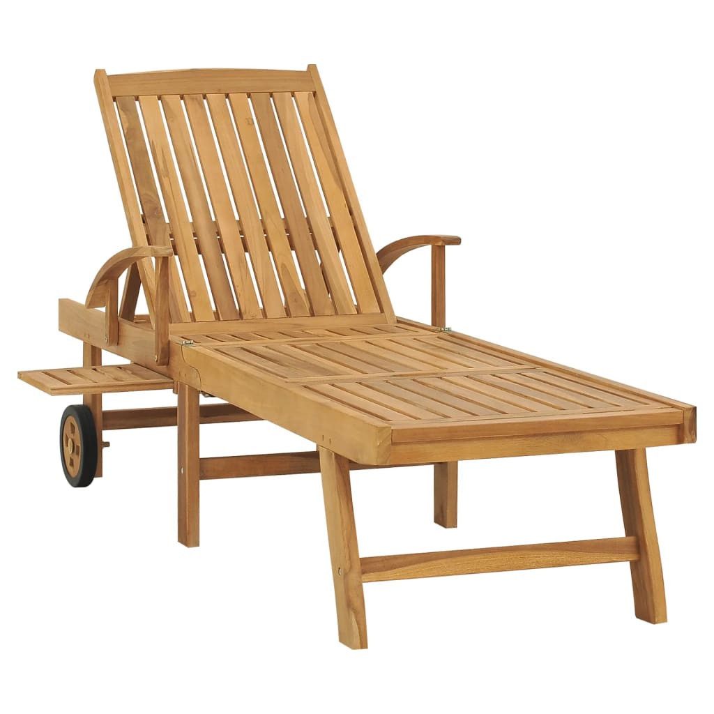 vidaXL Gartenliege, Sonnenliege Massivholz Teak