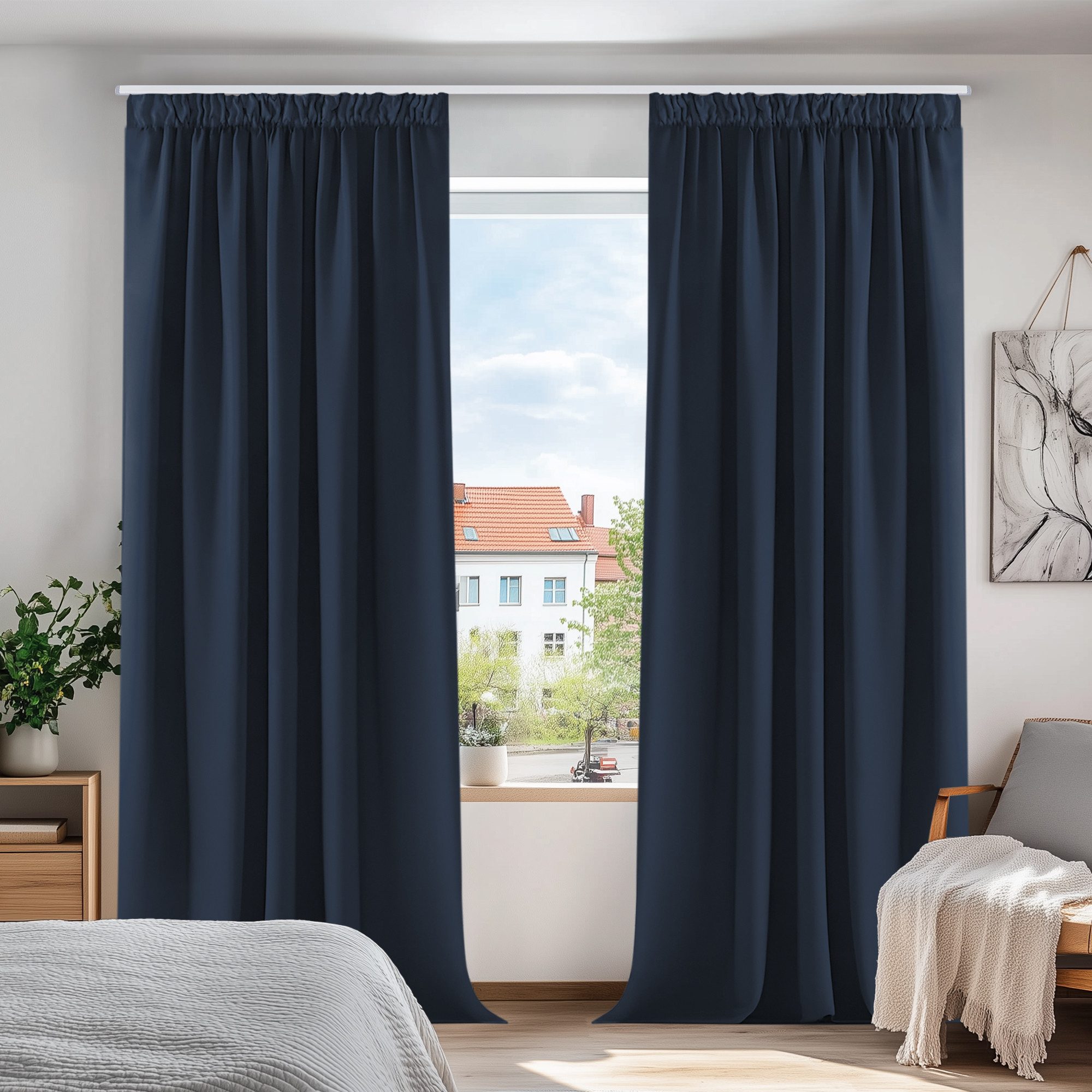 Deconovo Verdunkelungsvorhang Gardinen mit Kräuselband Blickdicht günstig online kaufen