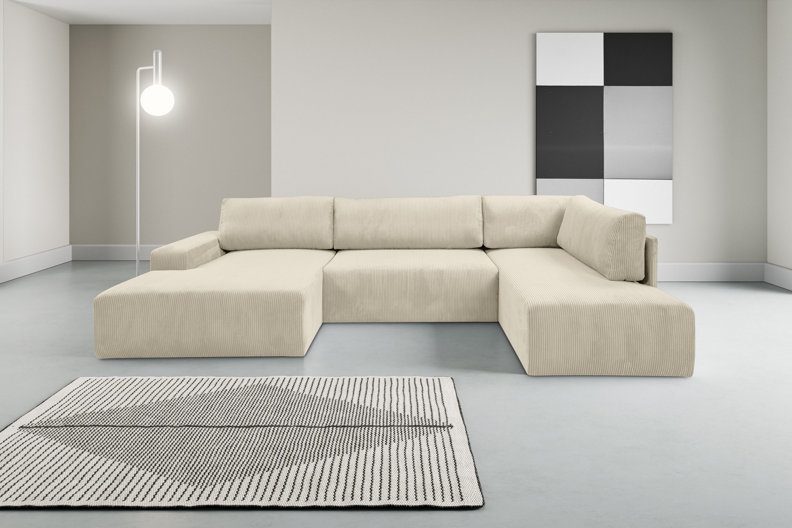 WERK2 Wohnlandschaft Rotterdam-U, U-Form, in kuschelweichem Cord oder Breit günstig online kaufen