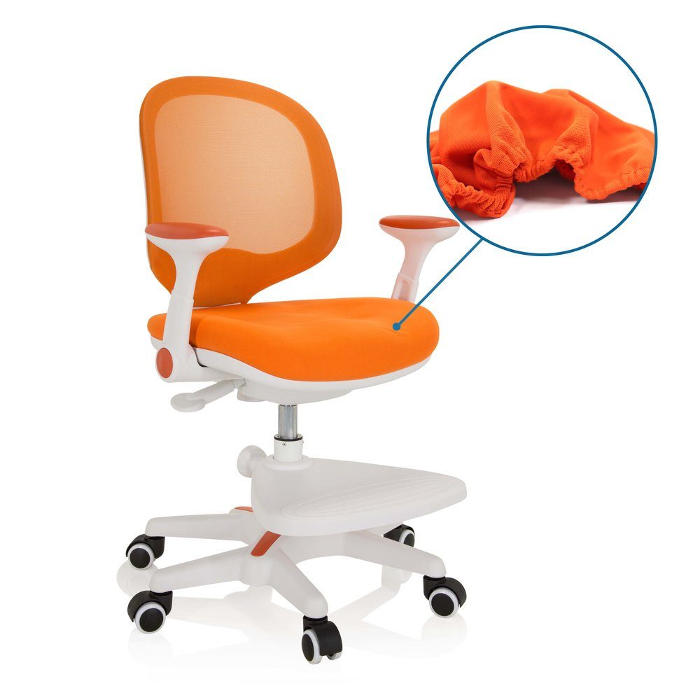 Fußstütze, Armlehnen, hjh KID Armlehnen Bürostuhl höhenverstellbare klappbare Orange Kinderstuhl mitwachsend, mit OFFICE ERGO Stoff/Netzstoff